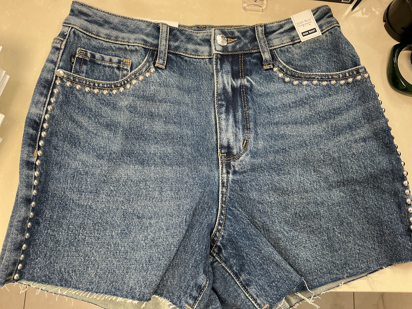 Dark blue studded judy blue shorts