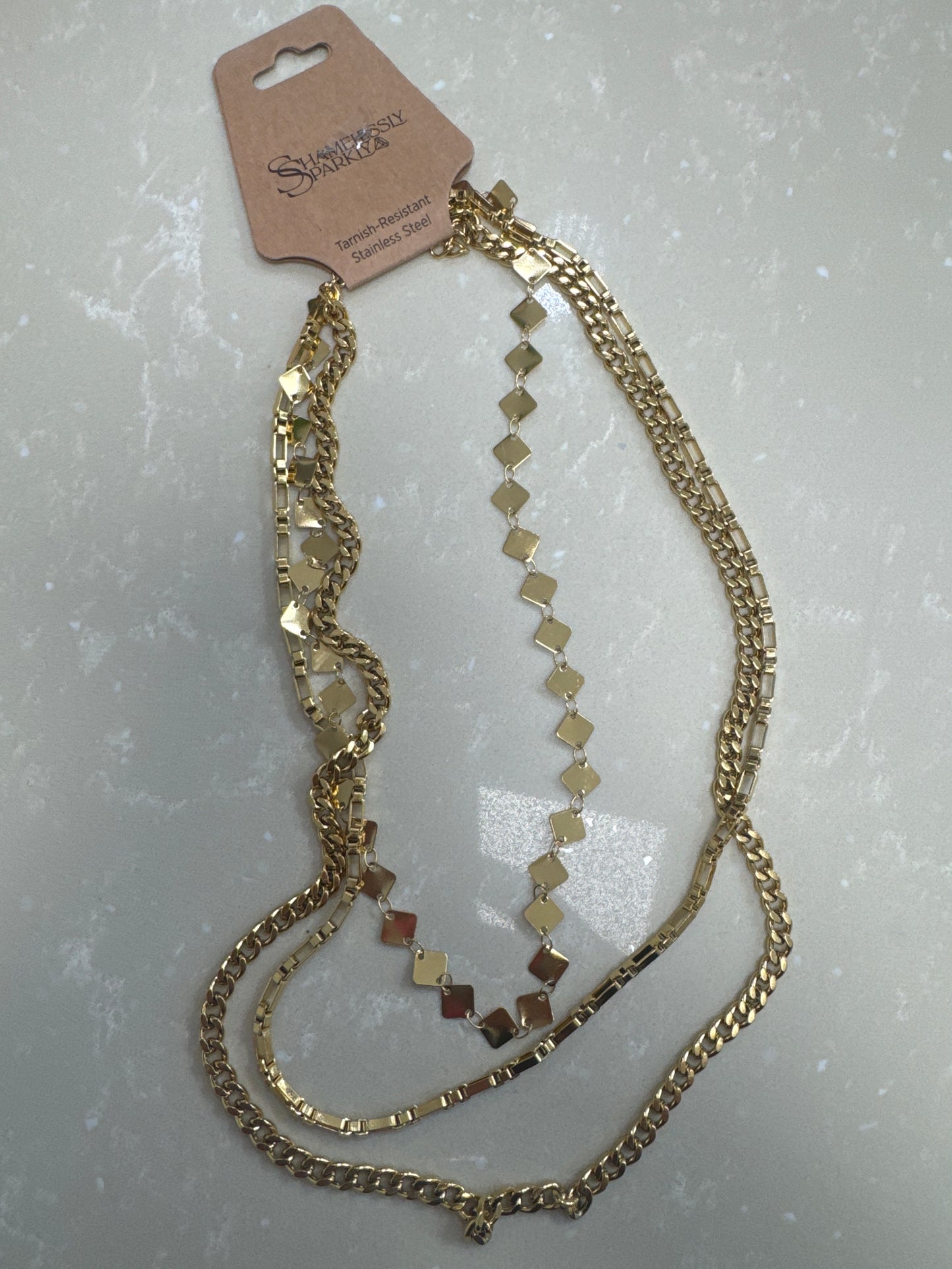 Gold stack chain necklace