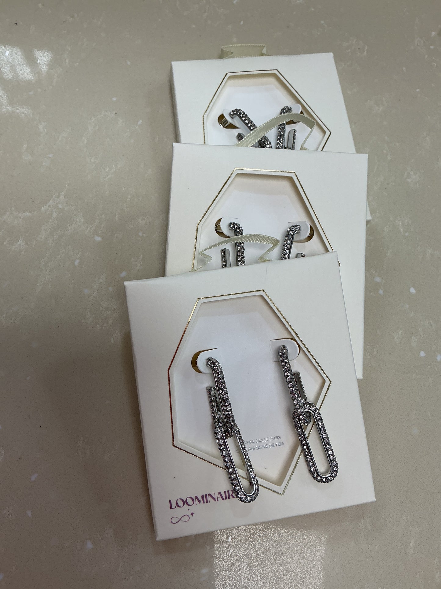 Diamond paperclip earrings