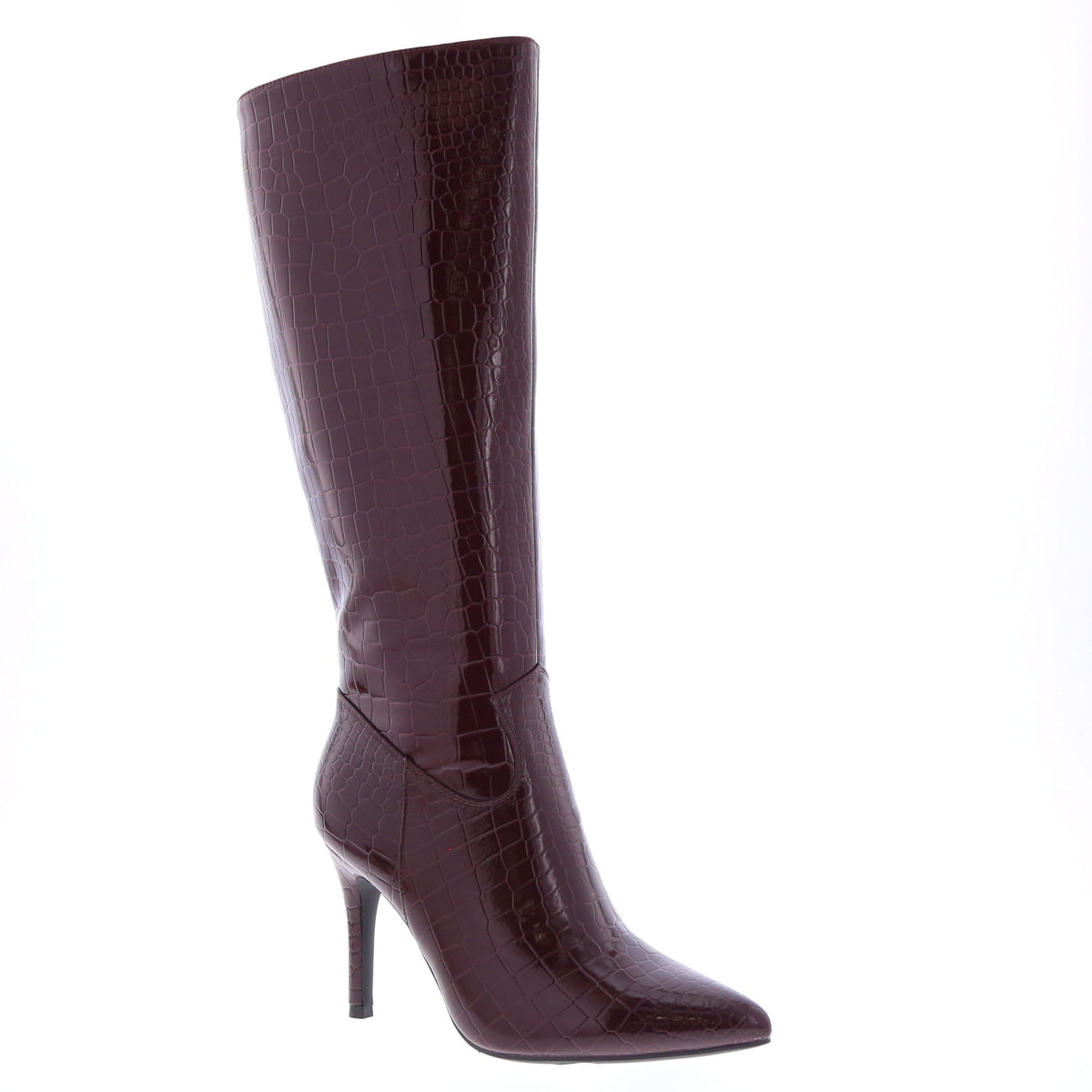Burgundy croc boots