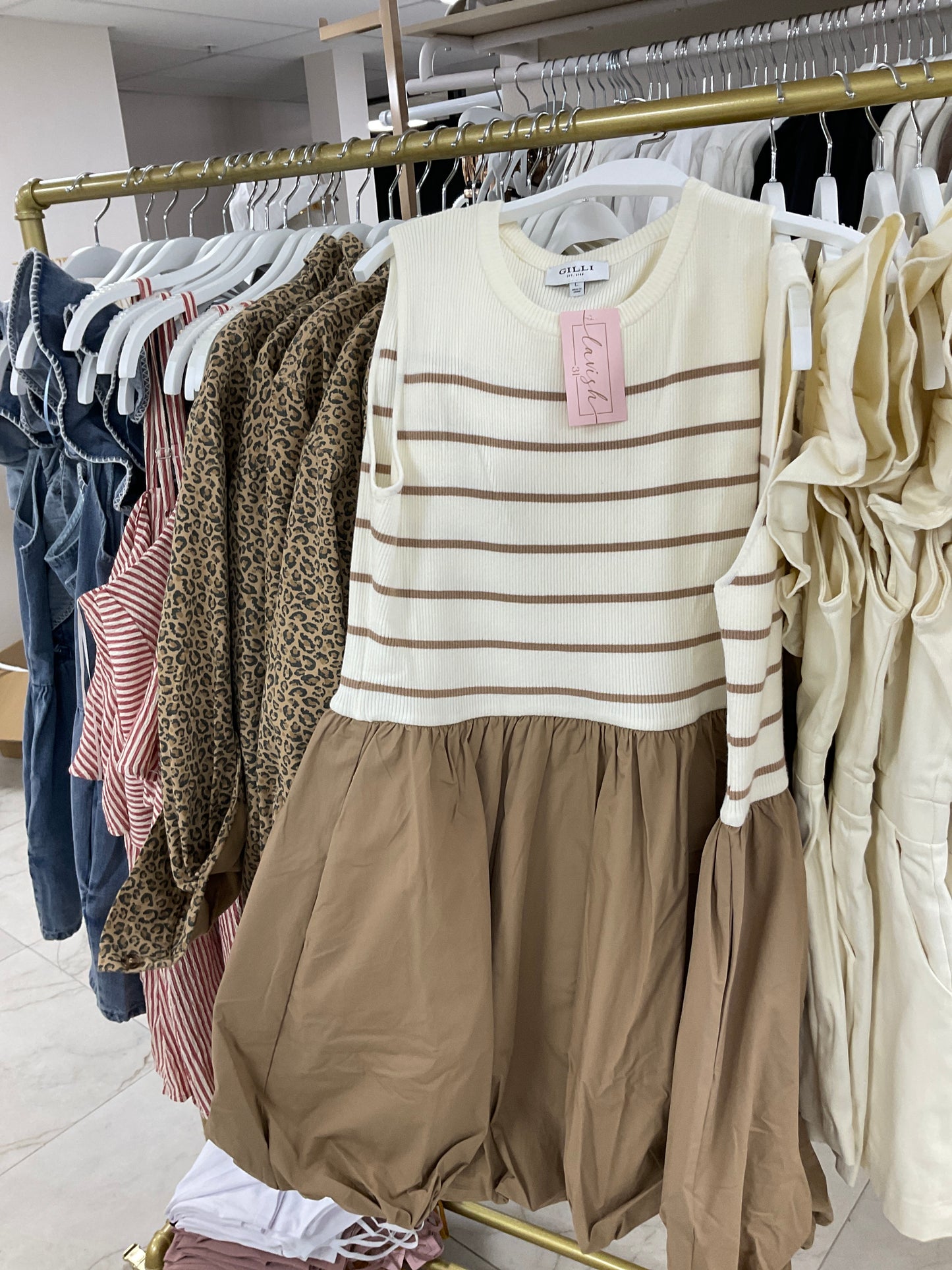 Beige striped dress