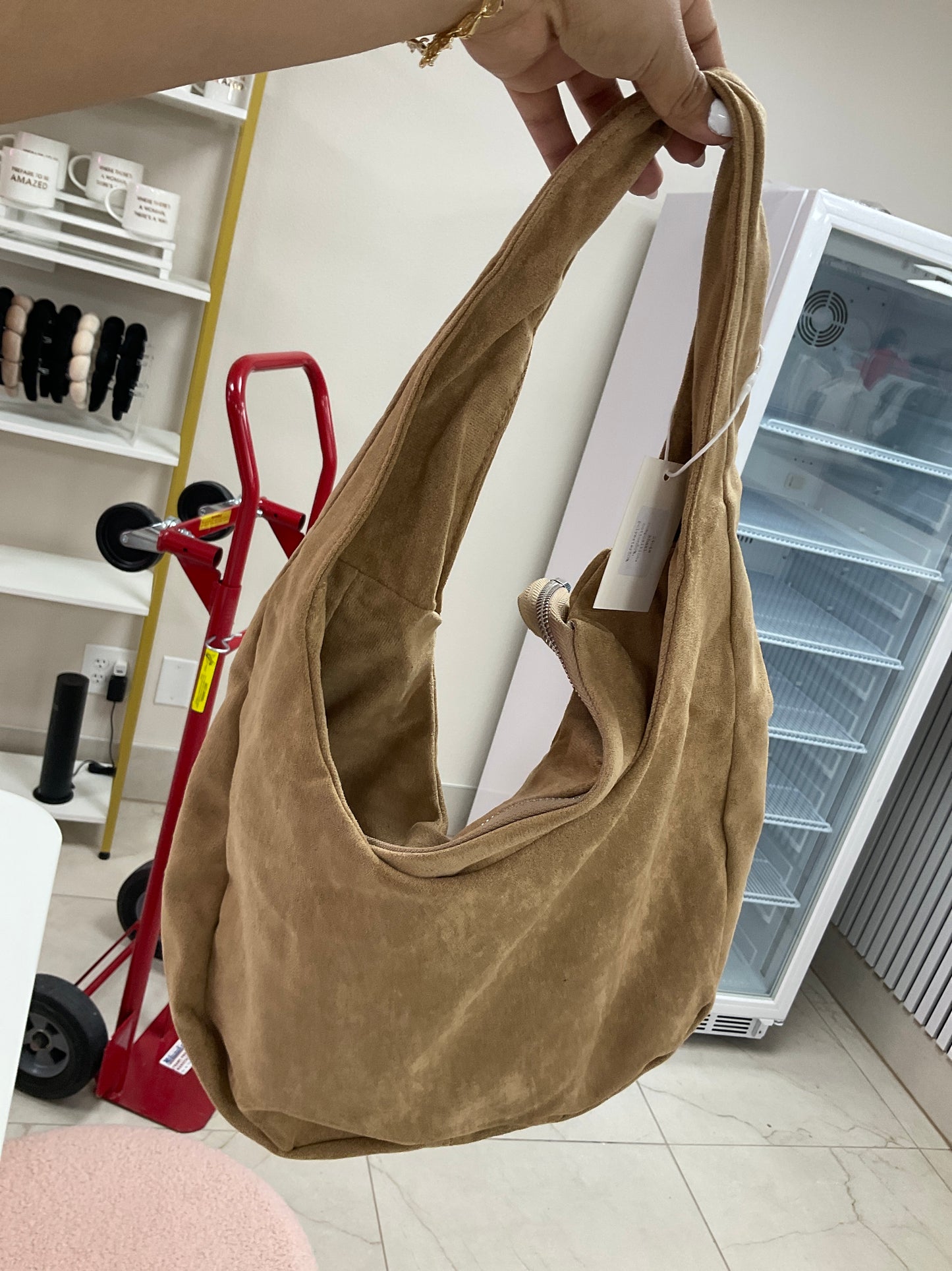 Brown suede bag