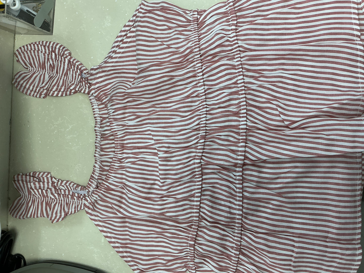 Red and white striped top