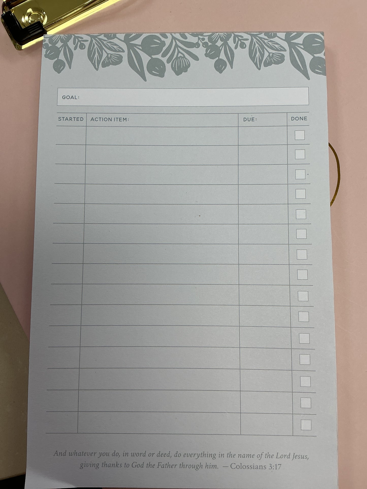Blue floral notepad