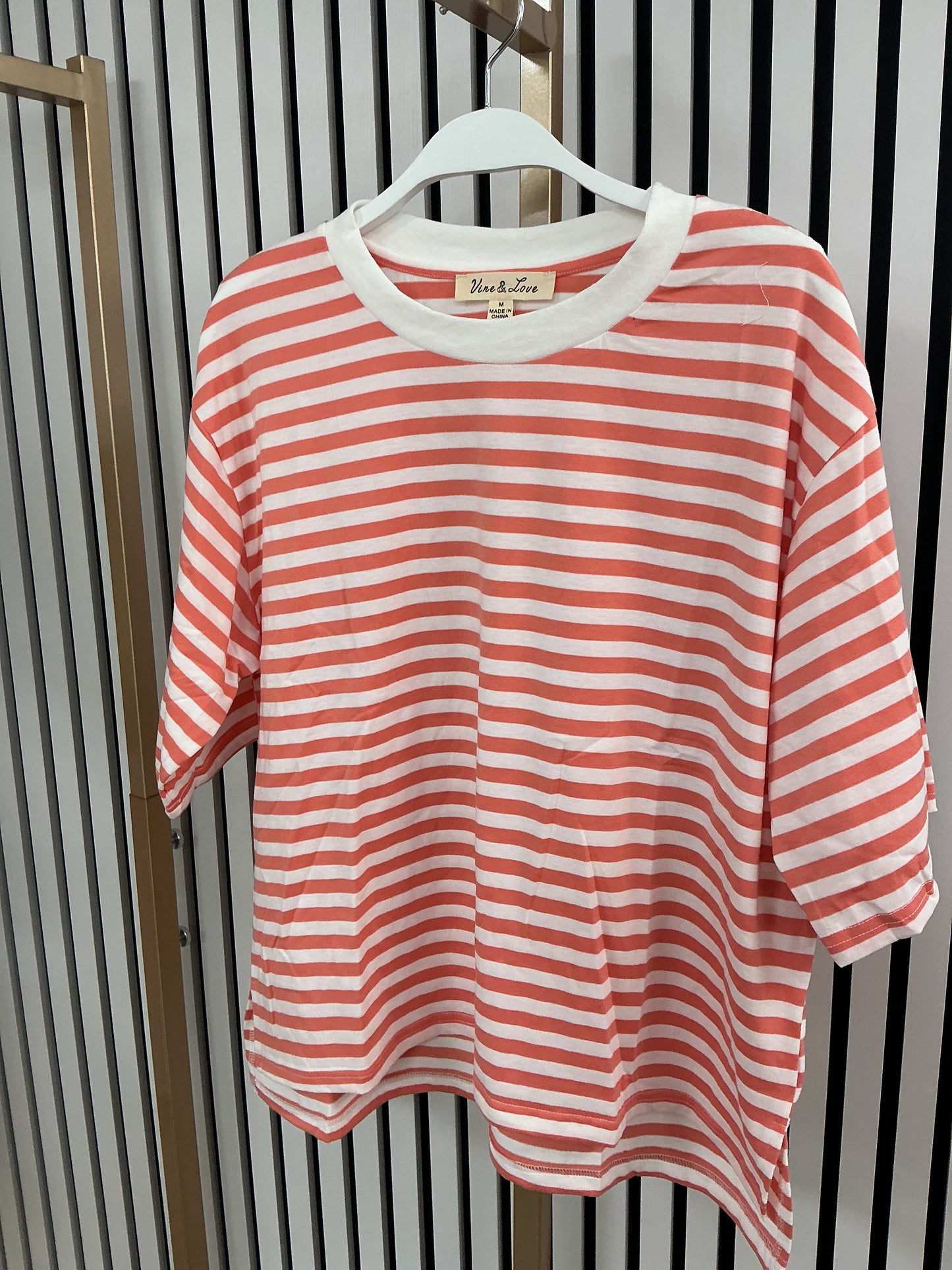 Coral striped shirt
