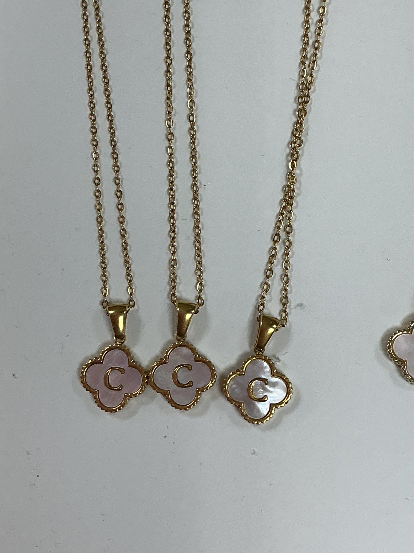 C clover letter necklace