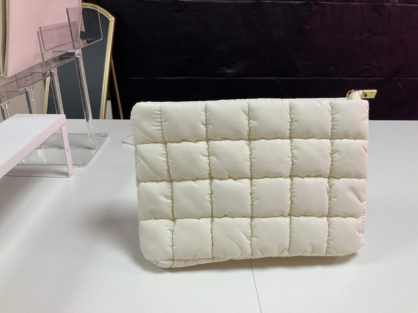 Mini puffer makeup bag