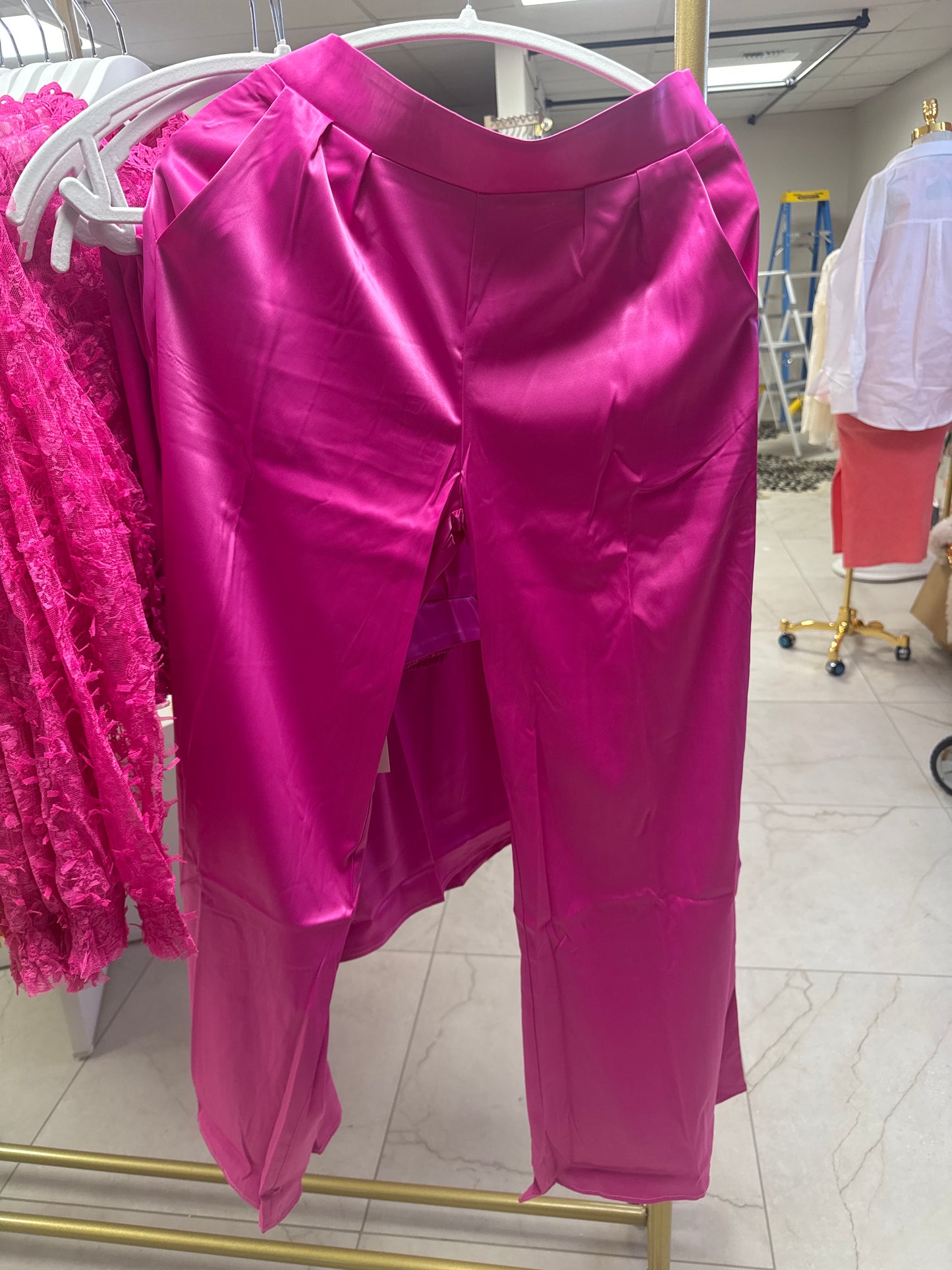 Pink silk trouser