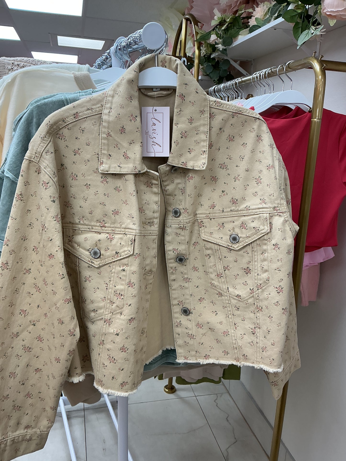 Floral denim jacket
