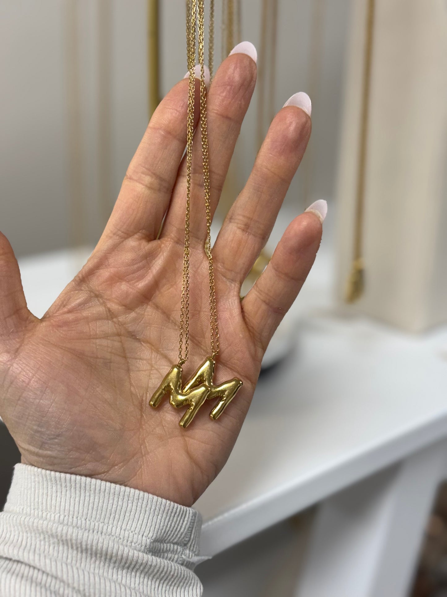 M Initial Gold Necklace