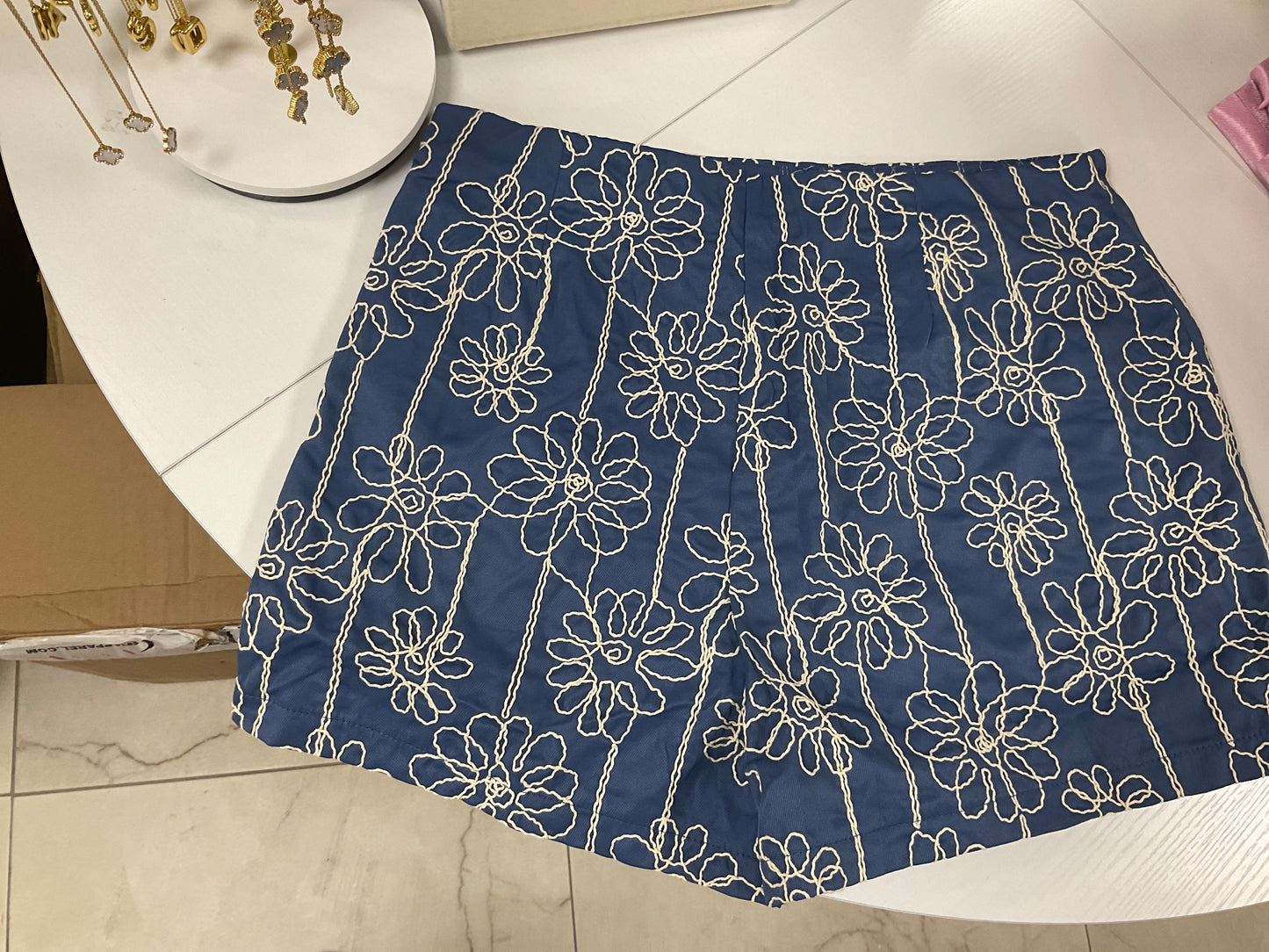 Blue shorts with flowers