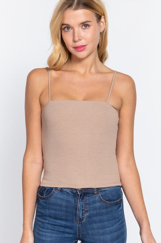 Brown spaghetti strap tank
