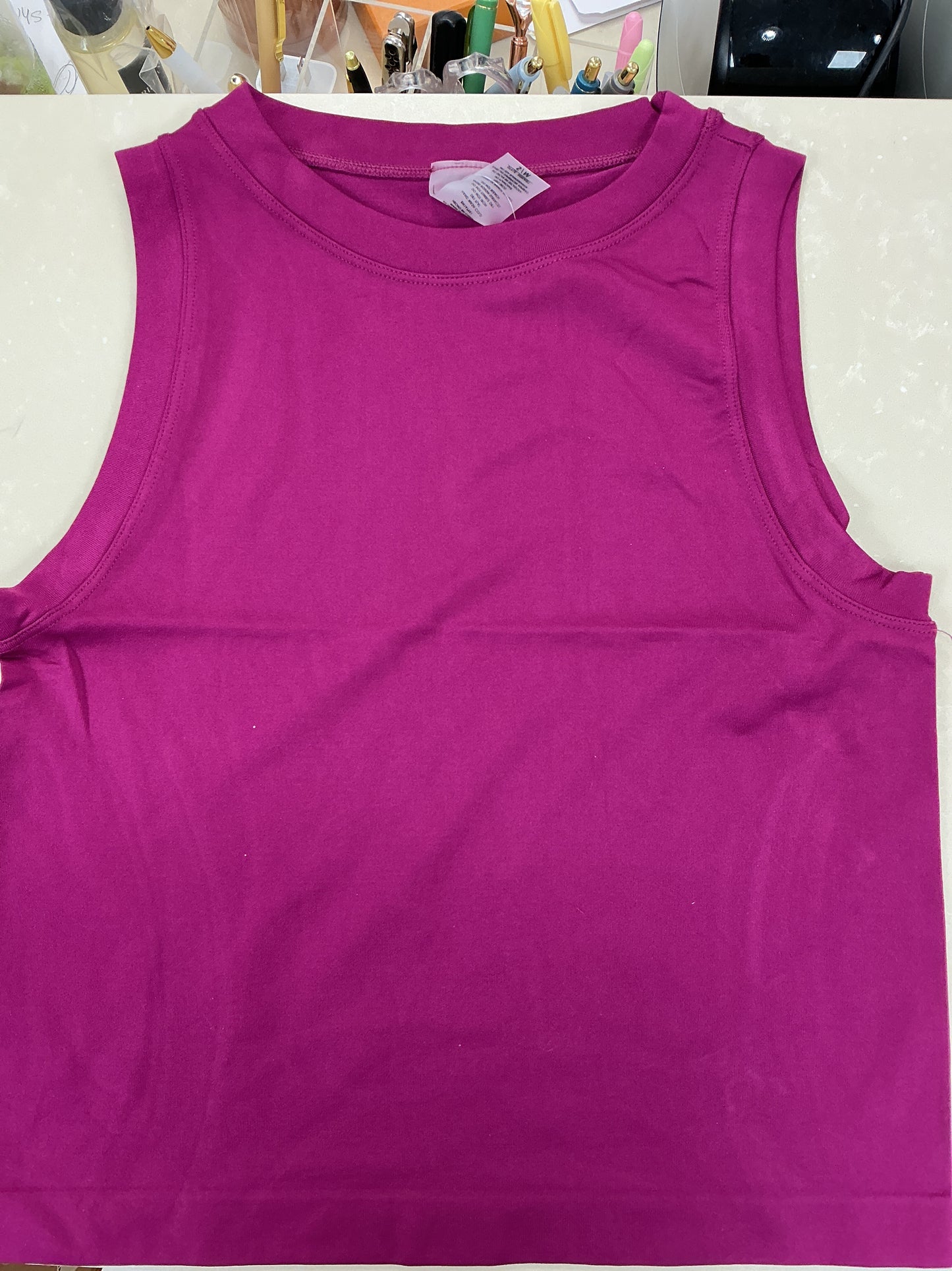 Purple high crew neck tank