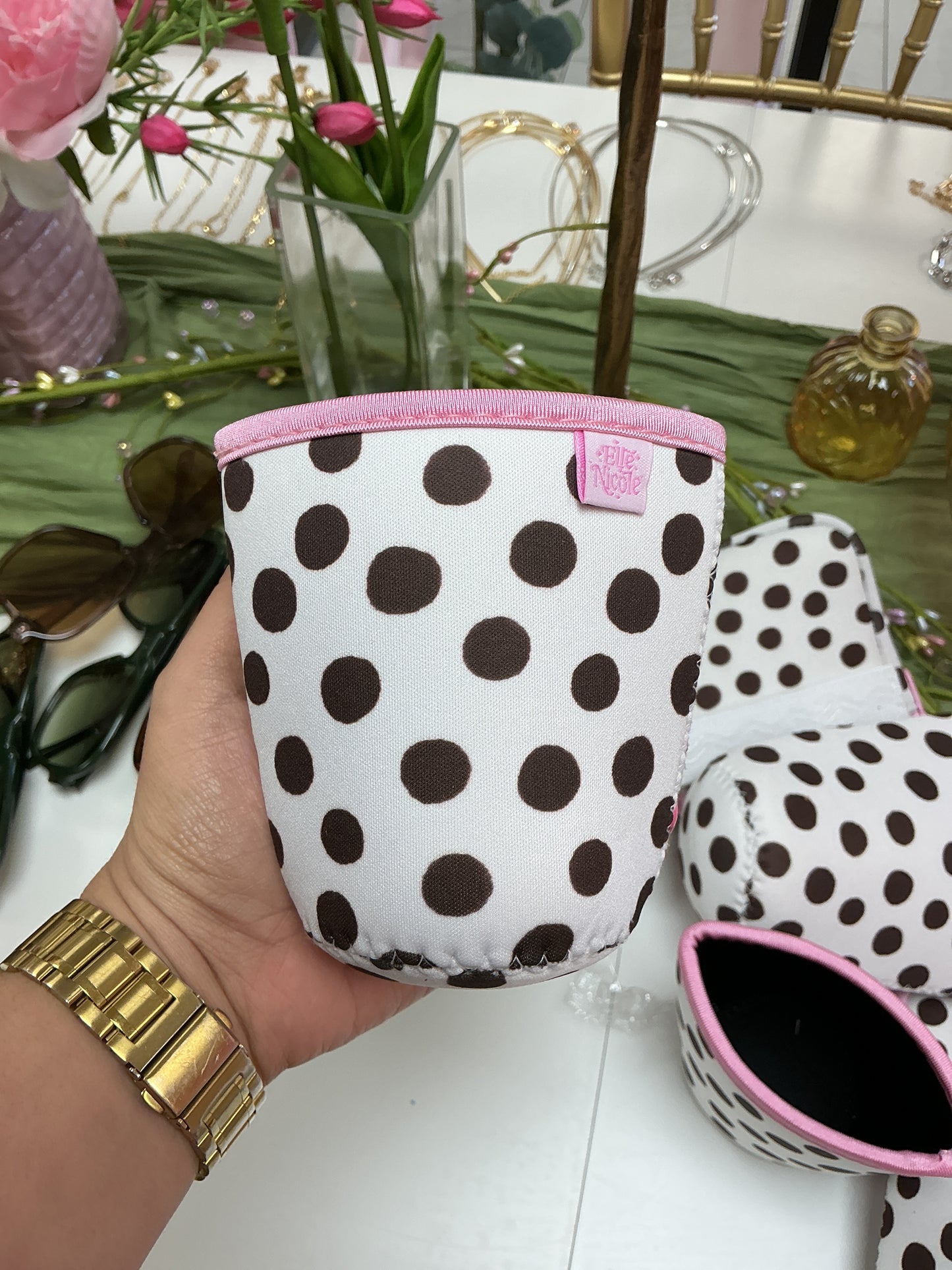 Polkadot sleeve for drink 16oz