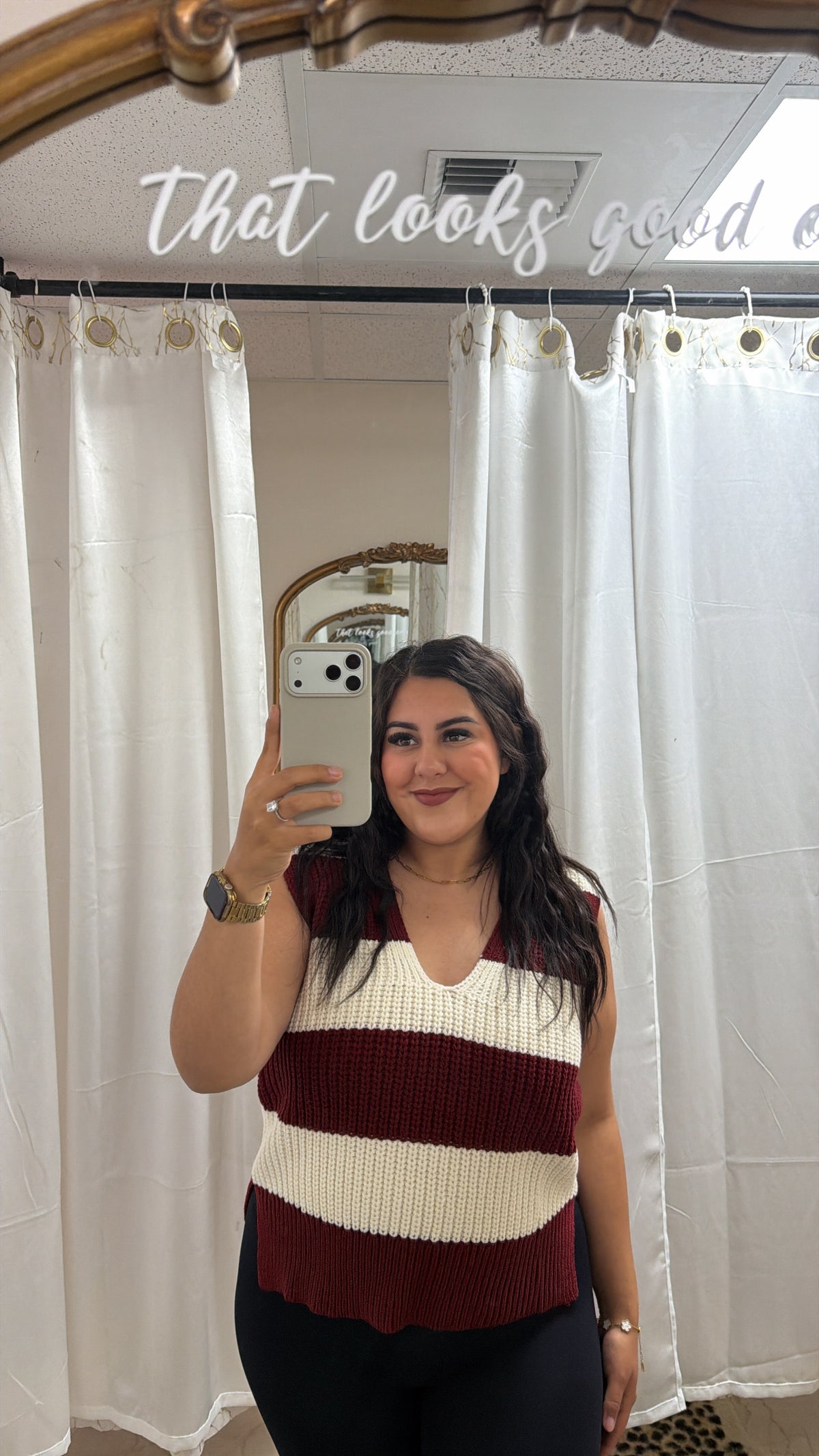 Burgundy striped knit vest