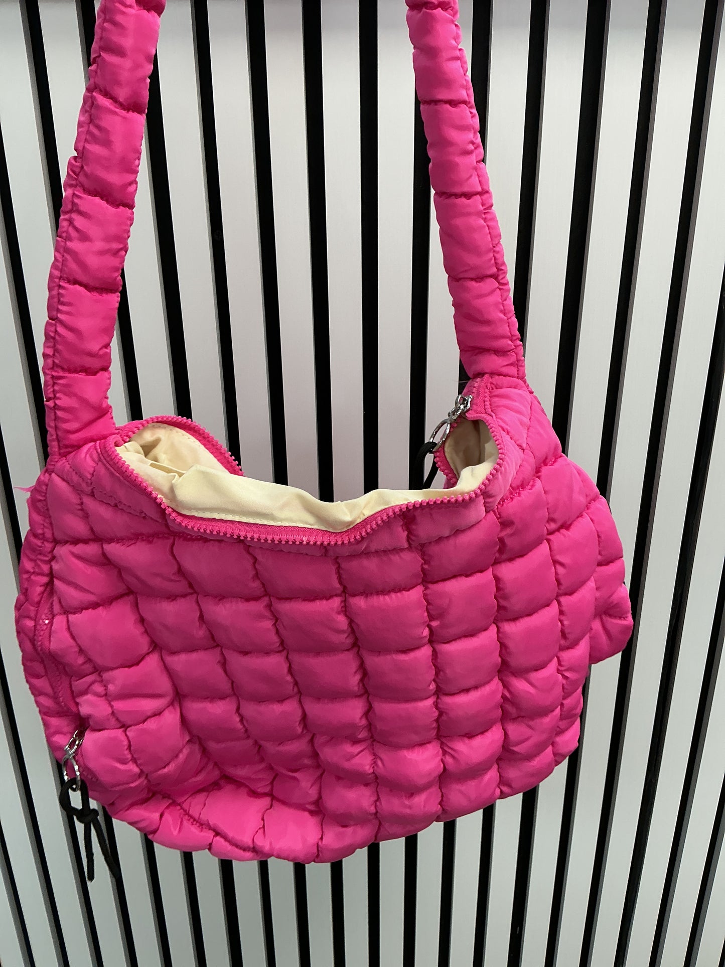 Pink puffer tote