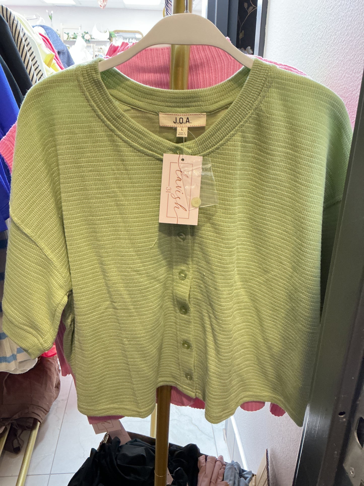 Green cropped top with buttons