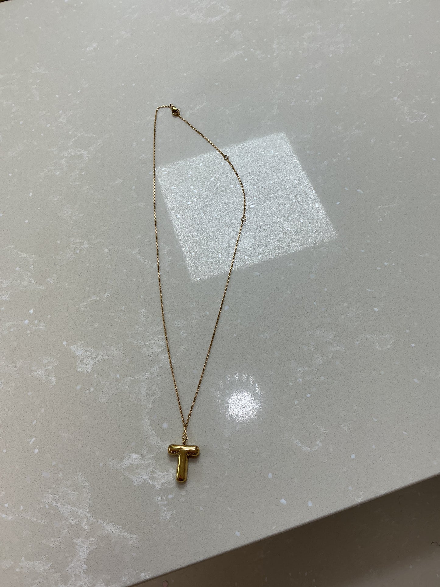 T initial gold necklace