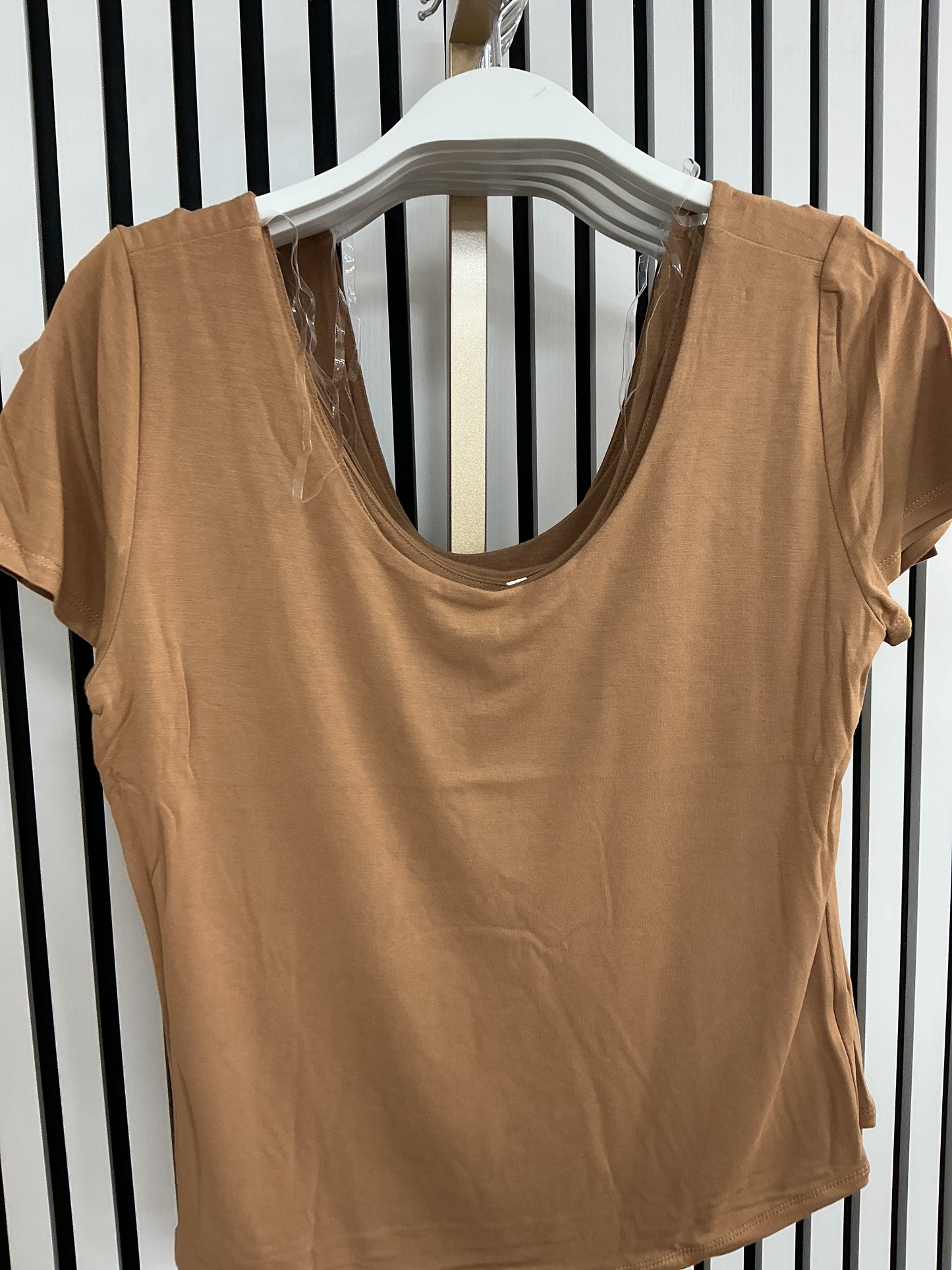 Caramel brown scoop neck top