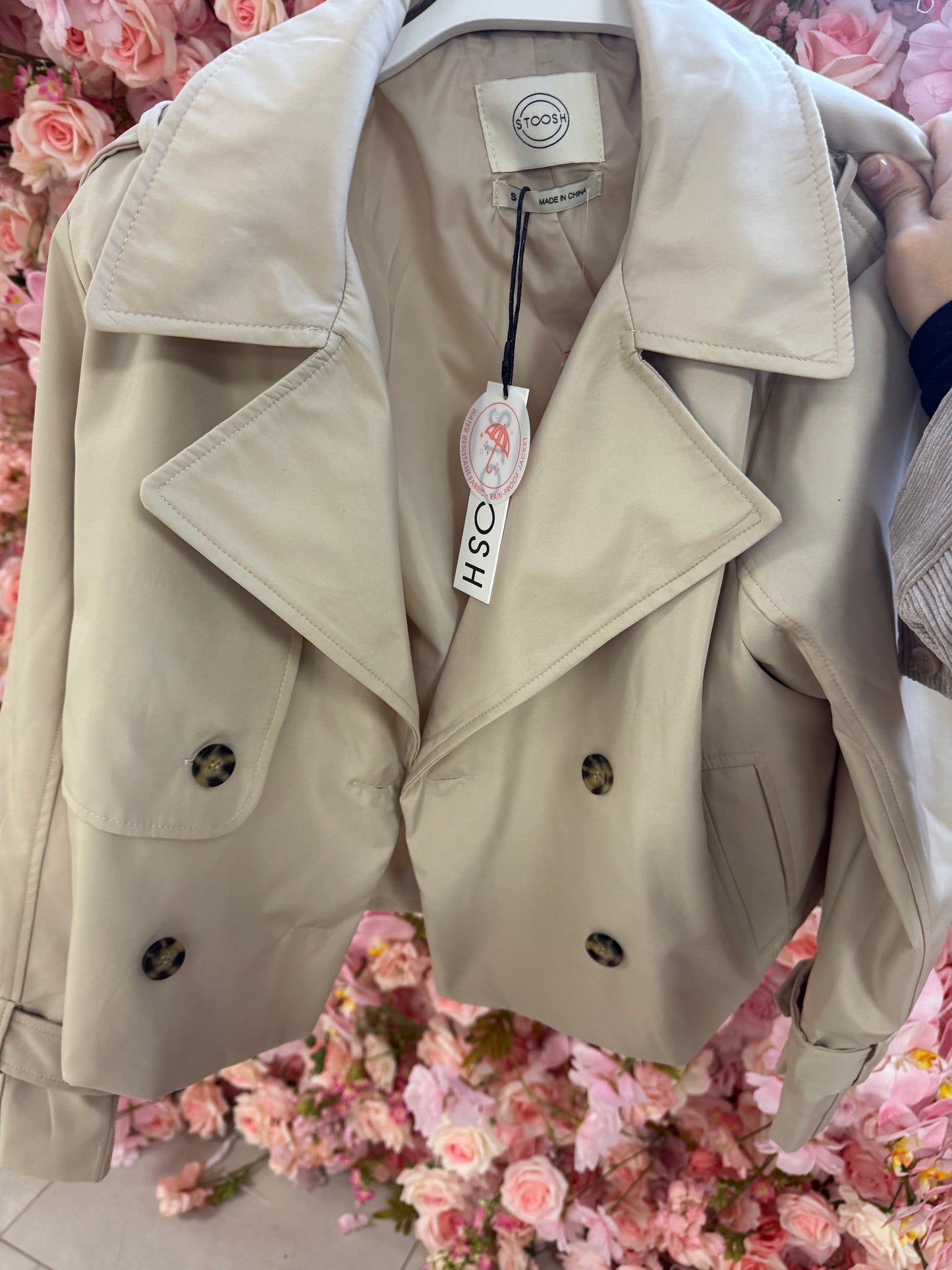 Dusty blue Cropped trench coat blue (correct color not pictured)