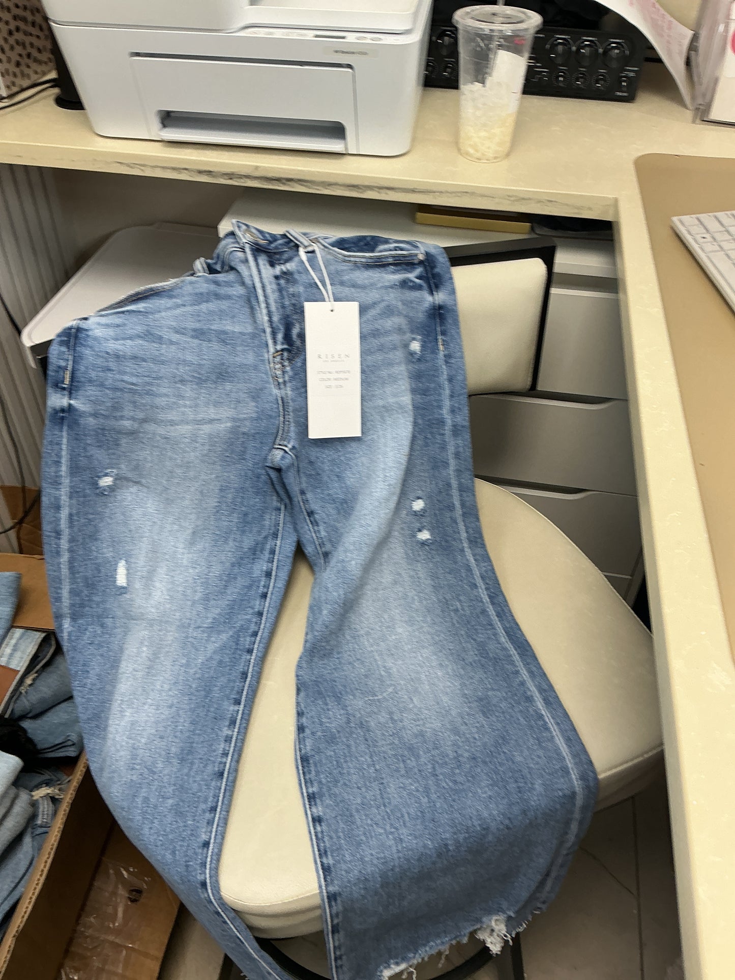 risen High rise dark blue jeans