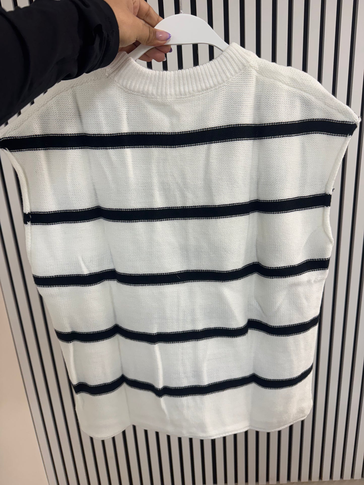 White striped short sleeve shirt