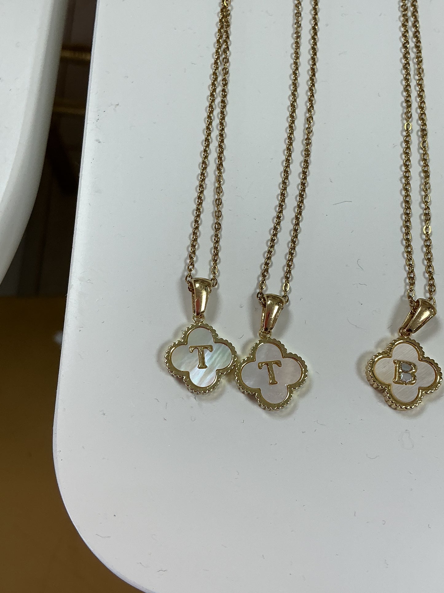 T clover letter necklace