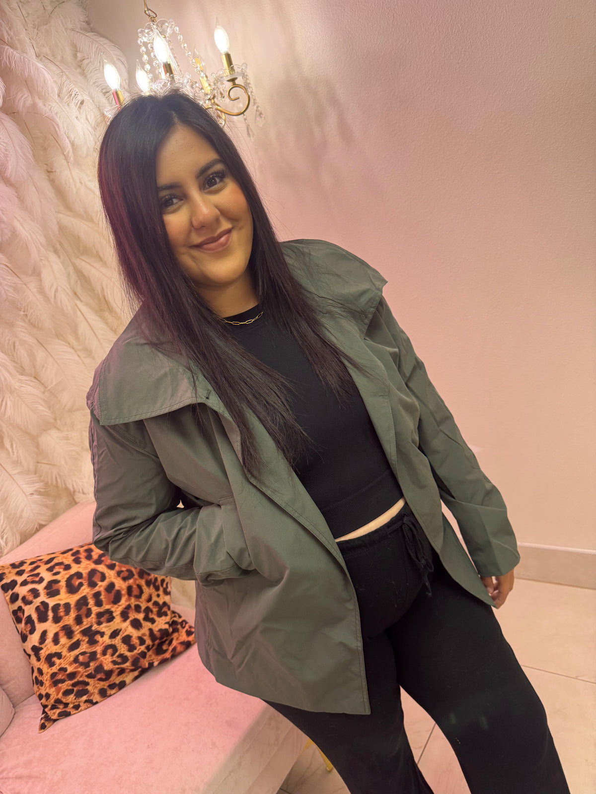 Army green trench coat