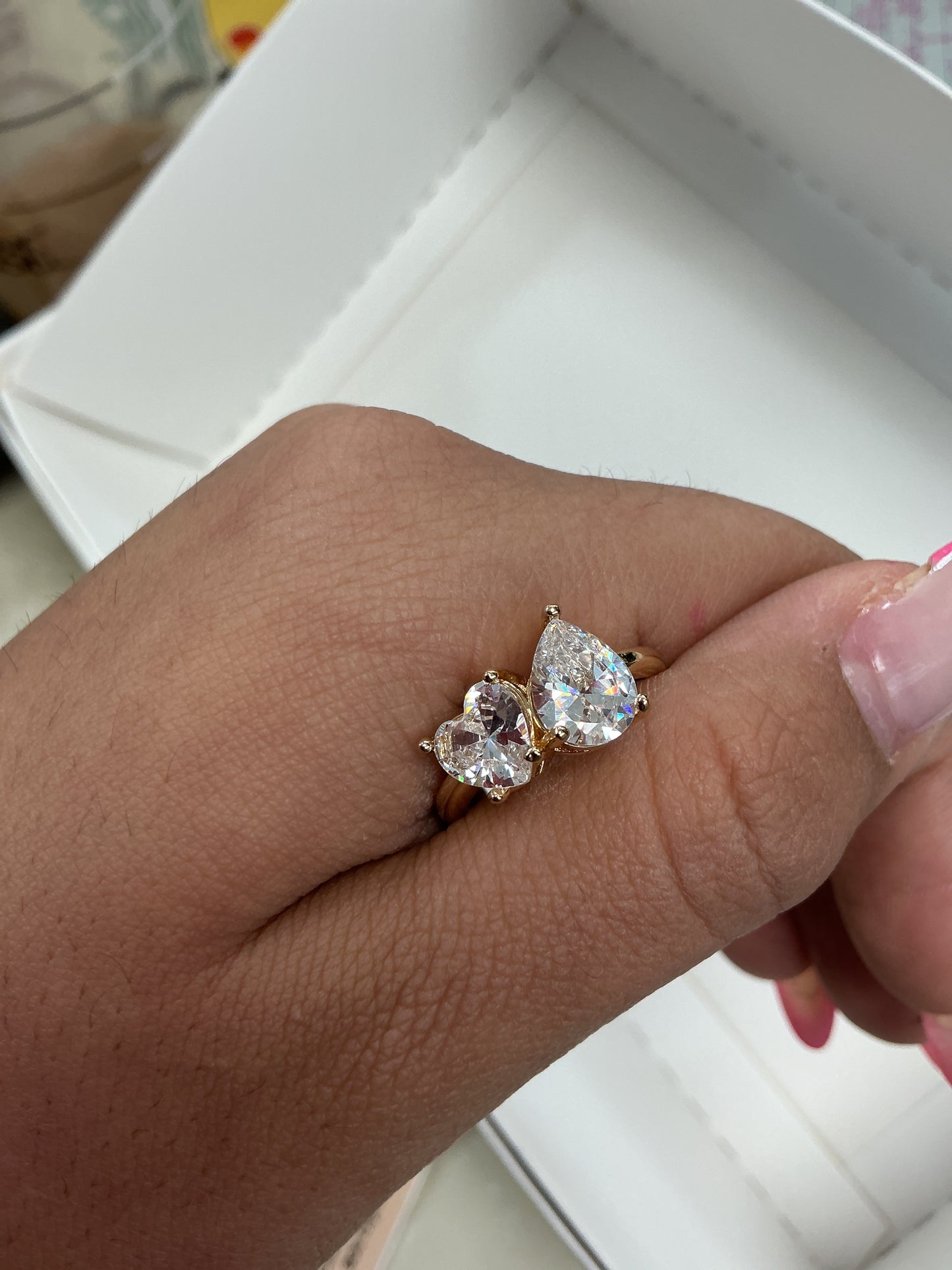 Double diamond gold ring