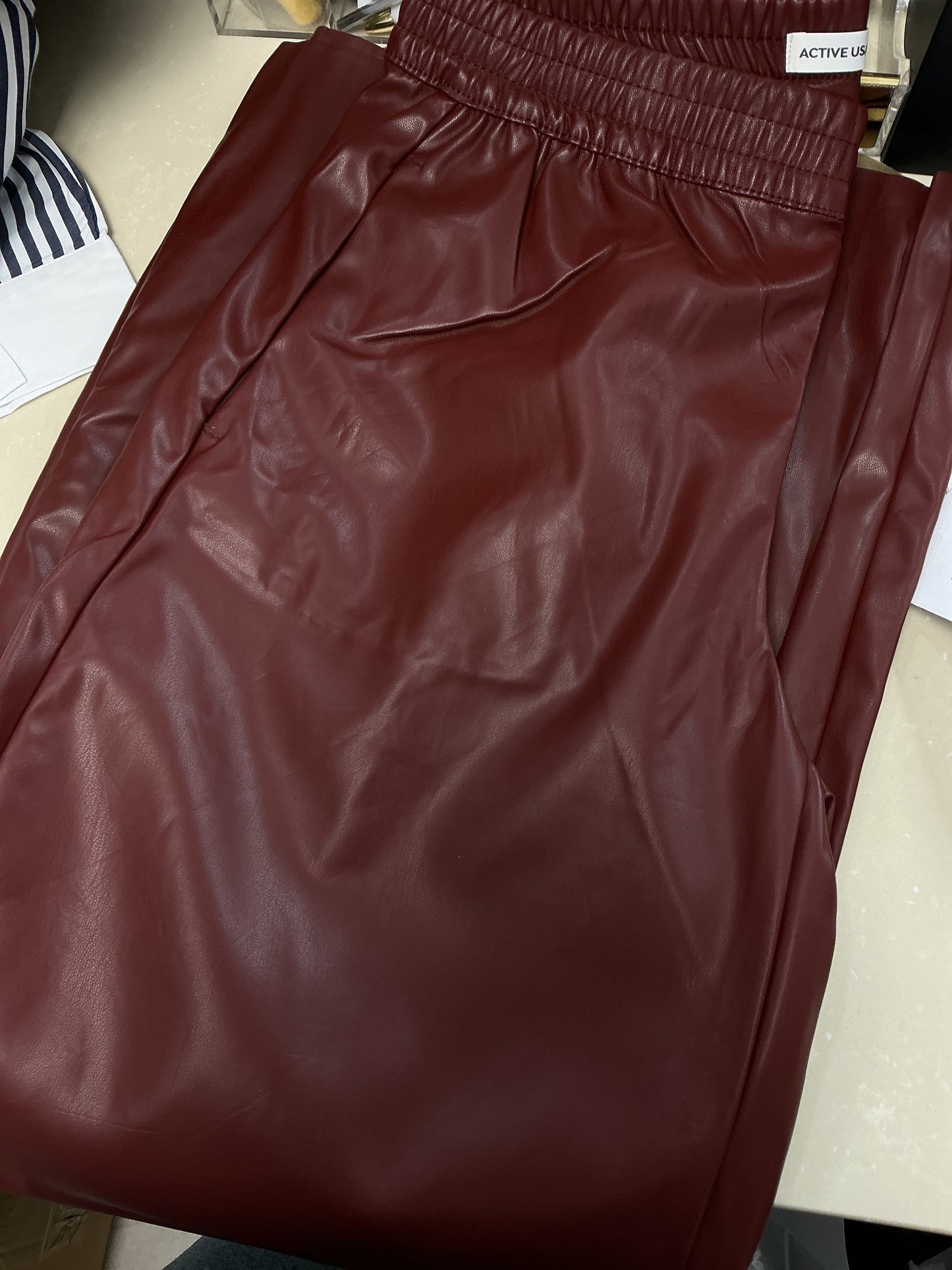 Burgundy leather pants