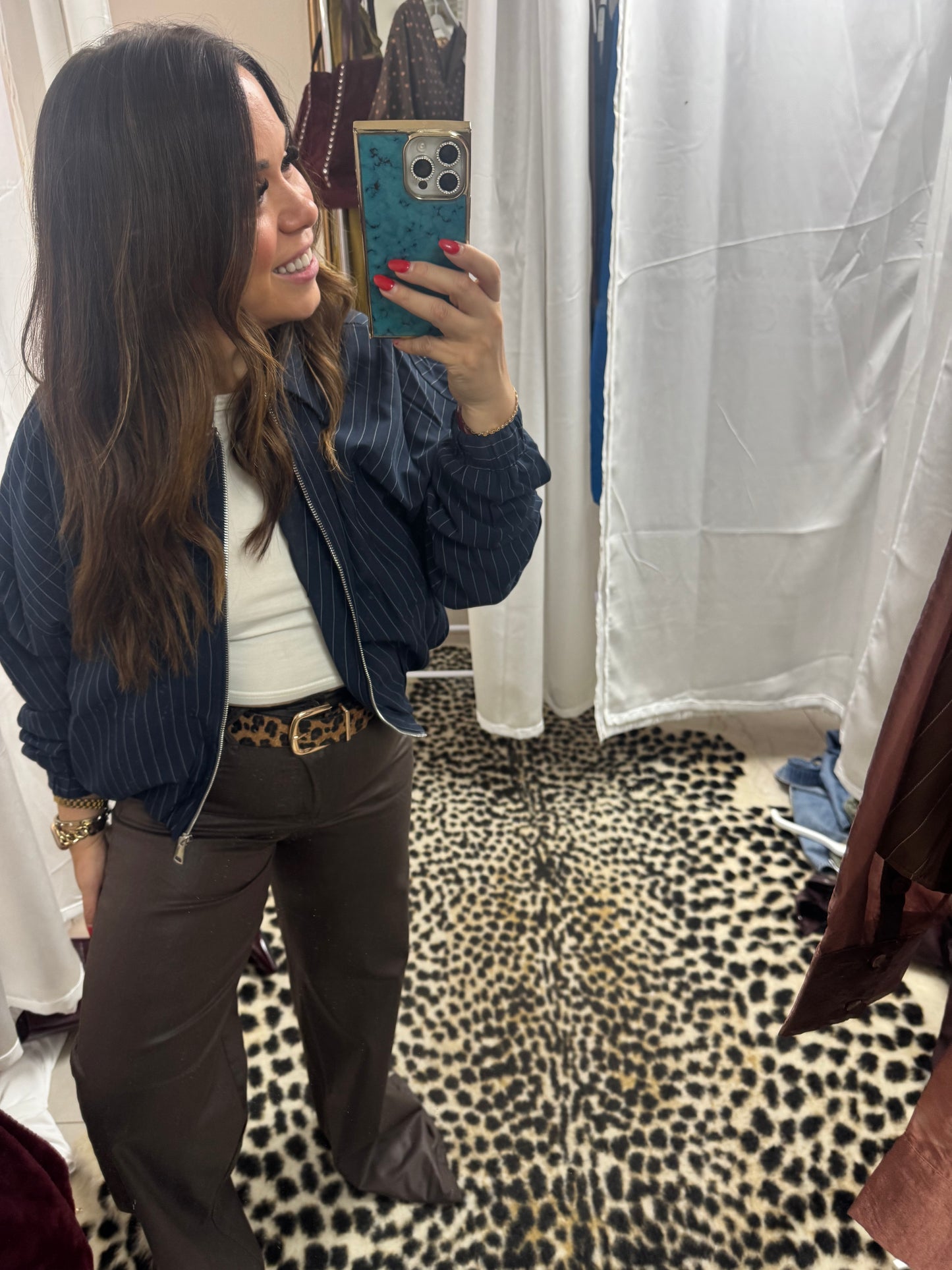 Hidden brown coated dad jeans