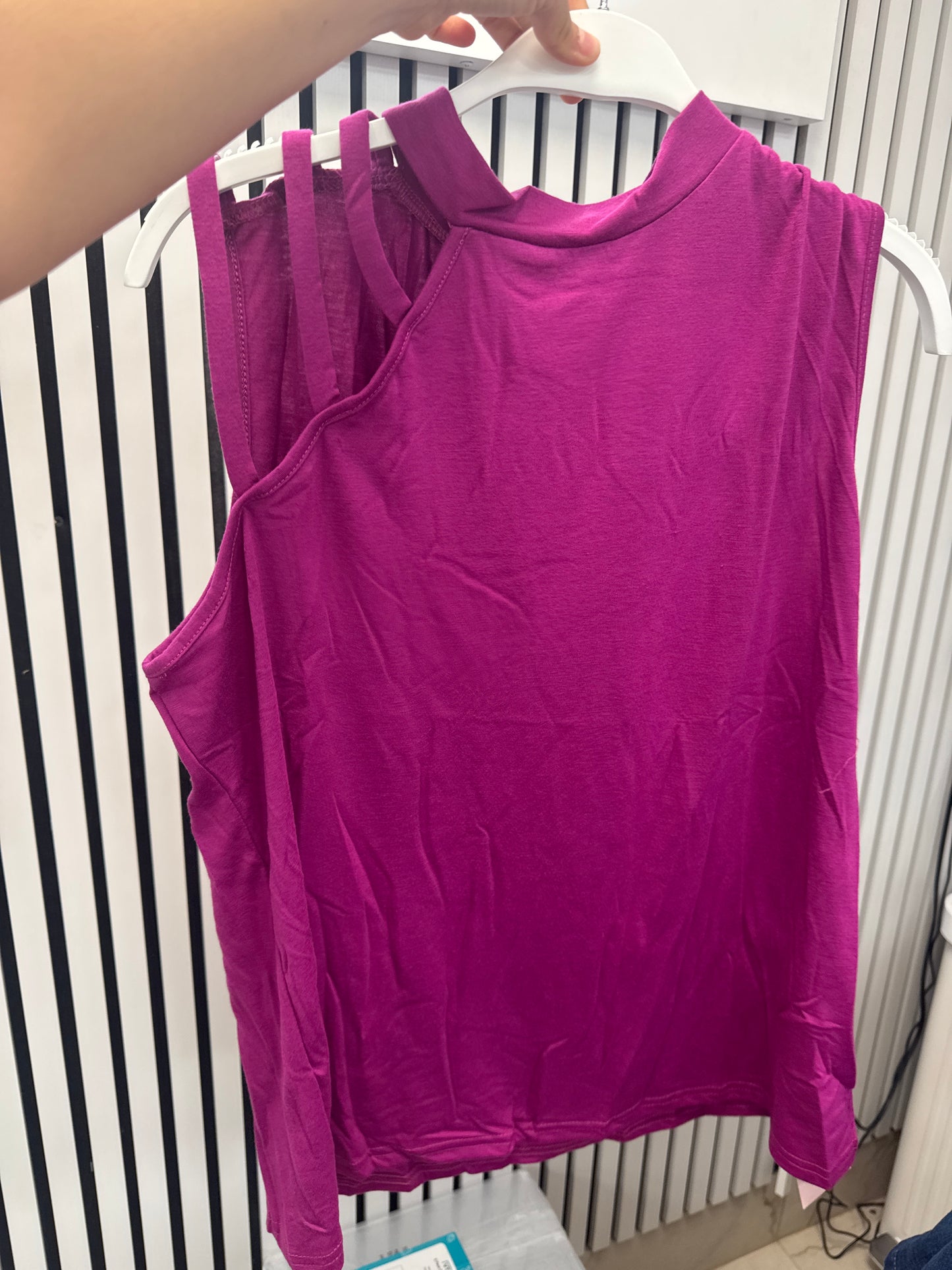 Purple Cut shoulder sleeveless top