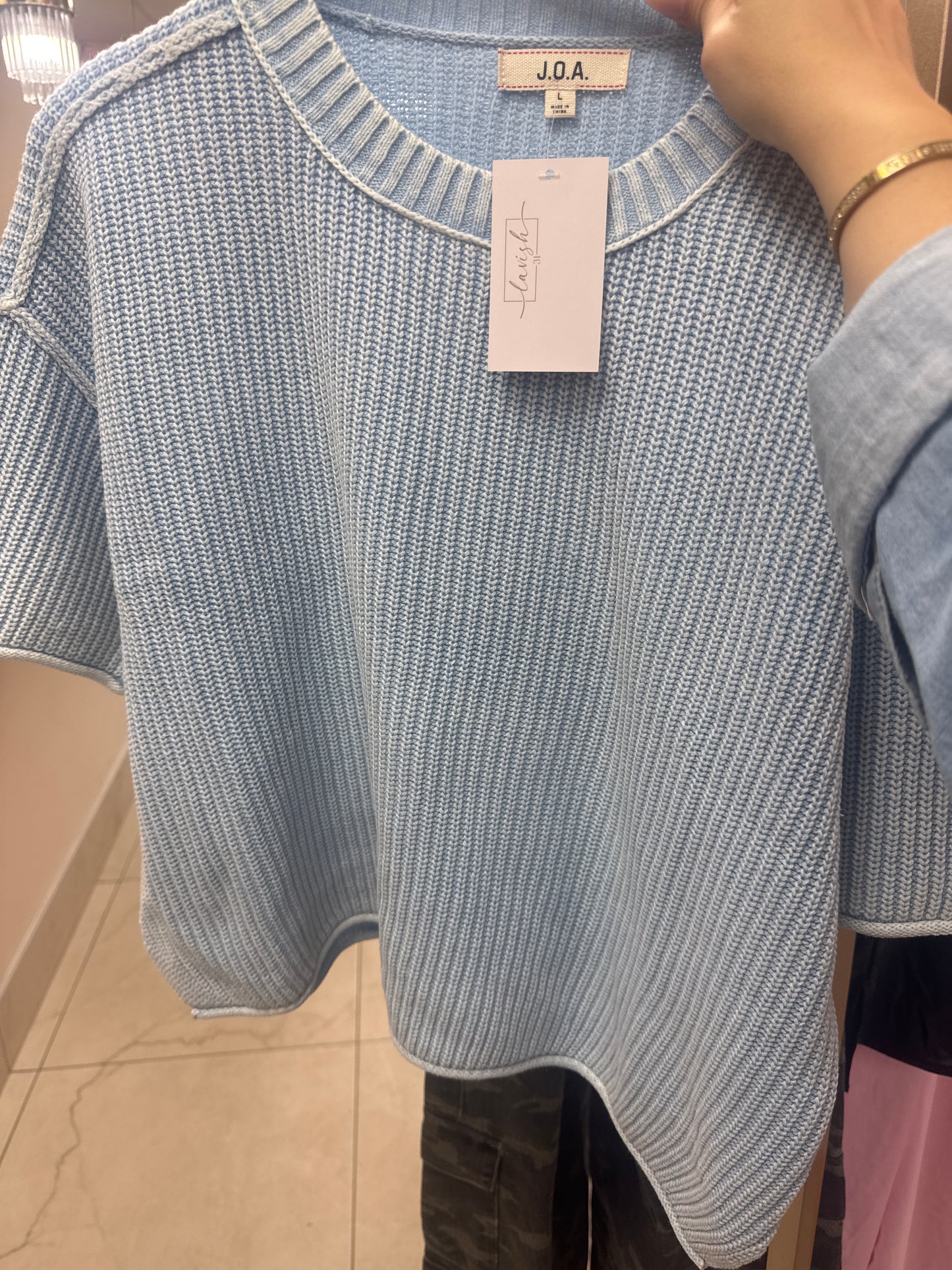 Light blue crew knock knitted blue sweater