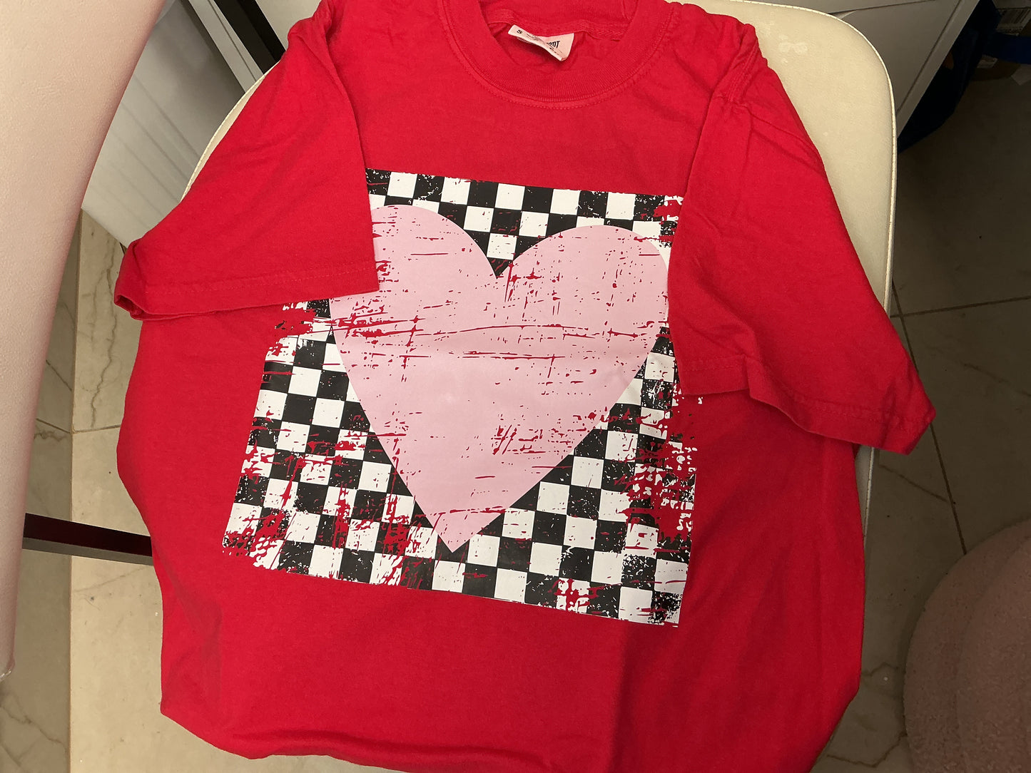Checked heart tee