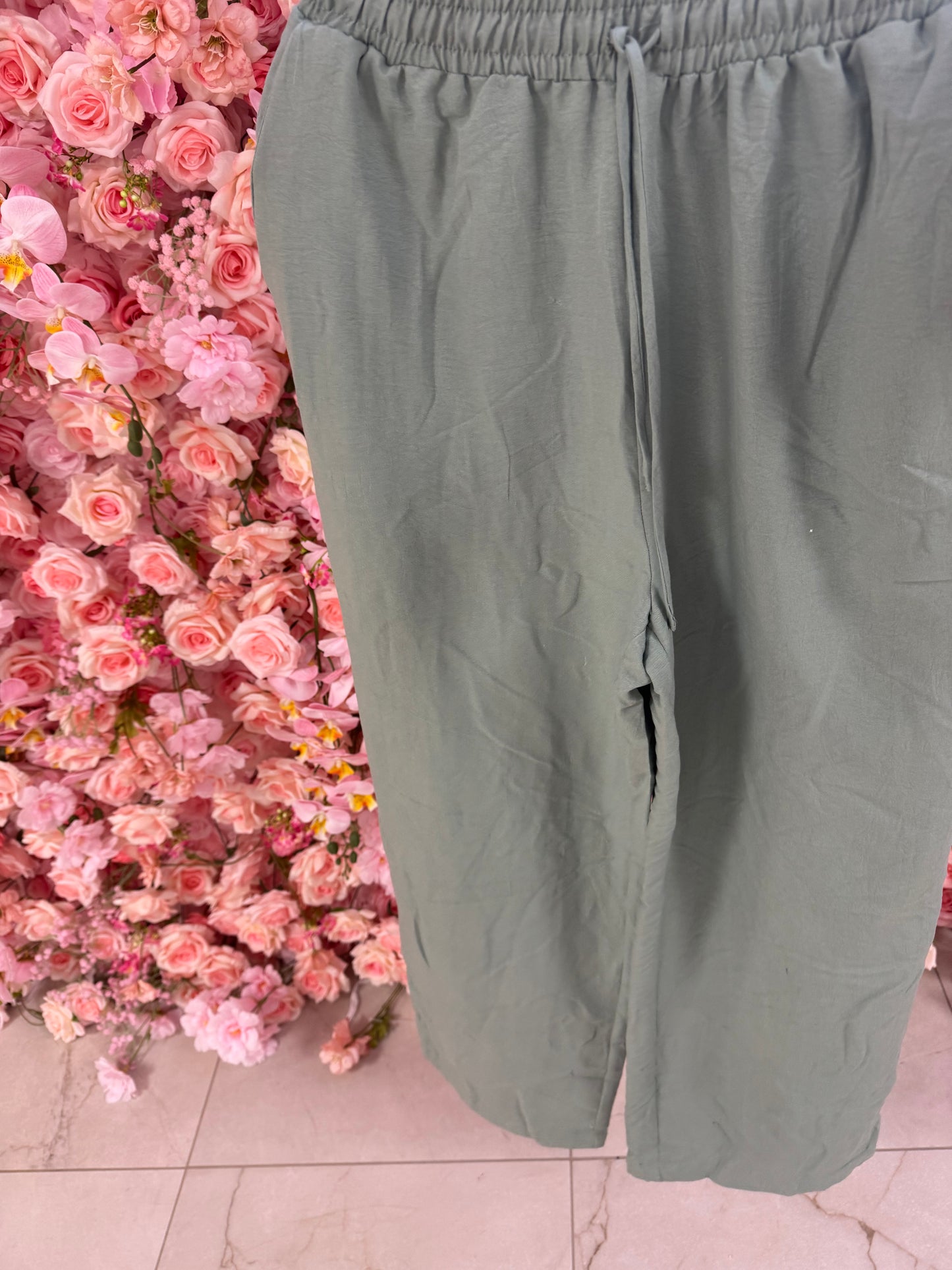 Sage green flowy pants
