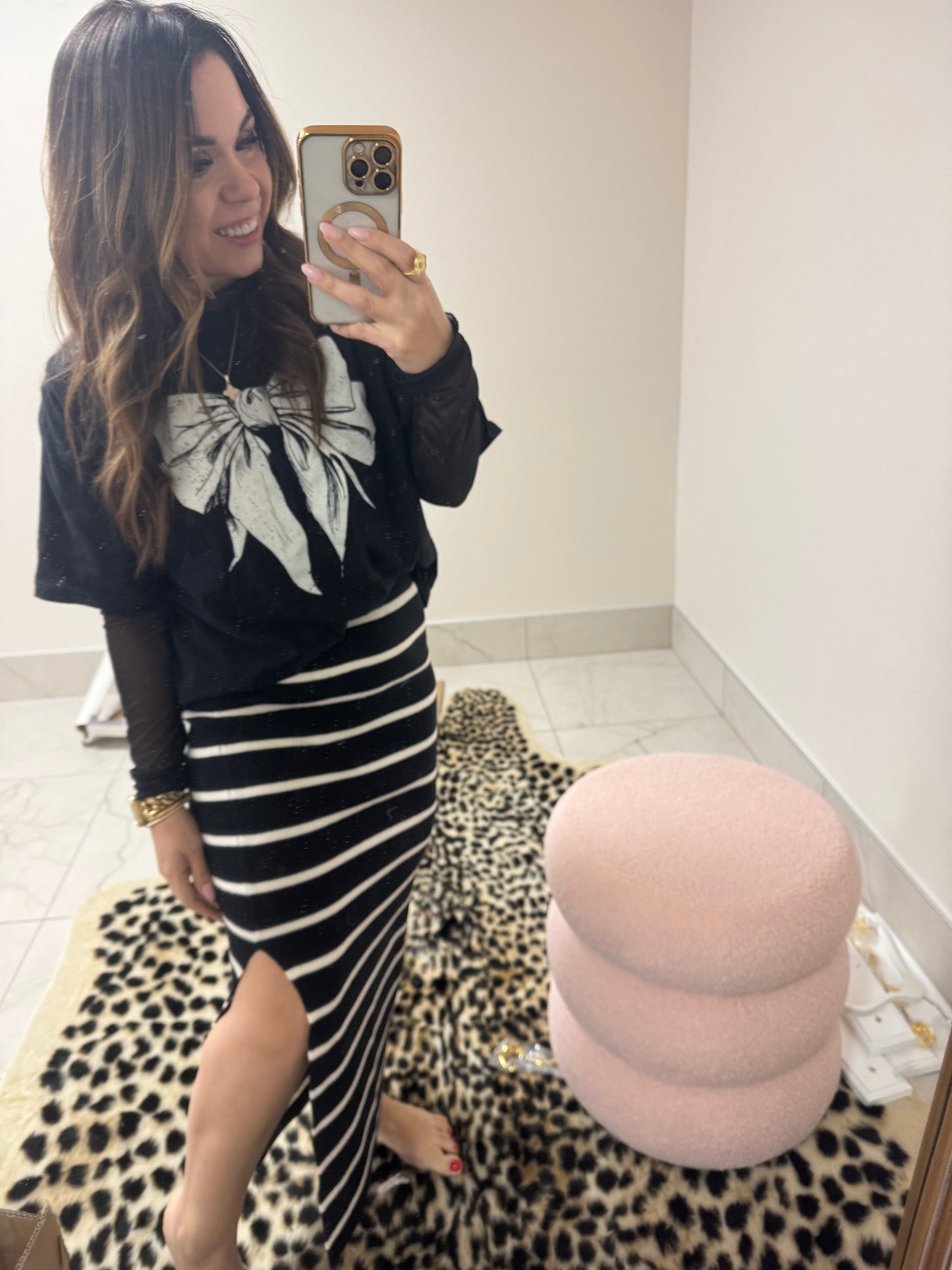 Black and cream skirt