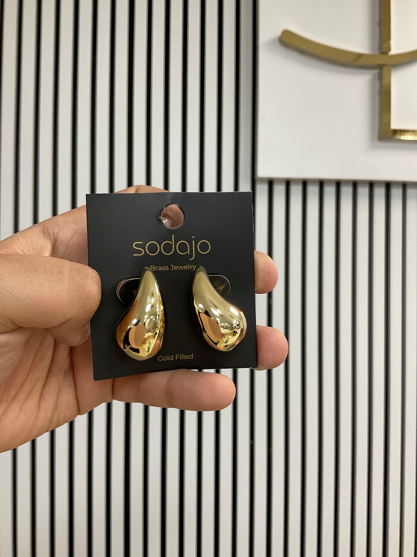 Gold big tear drop earrings