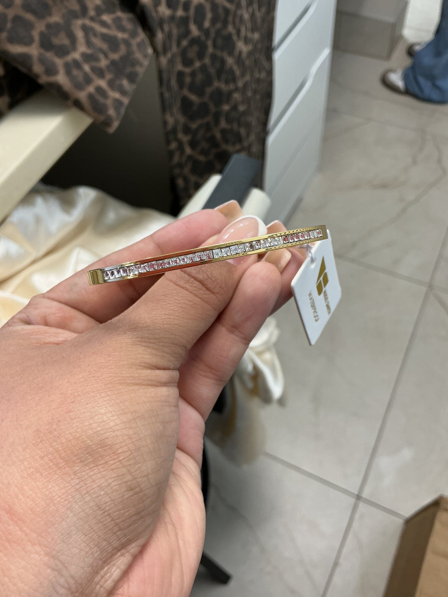 Gold and diamond bangle bracelet