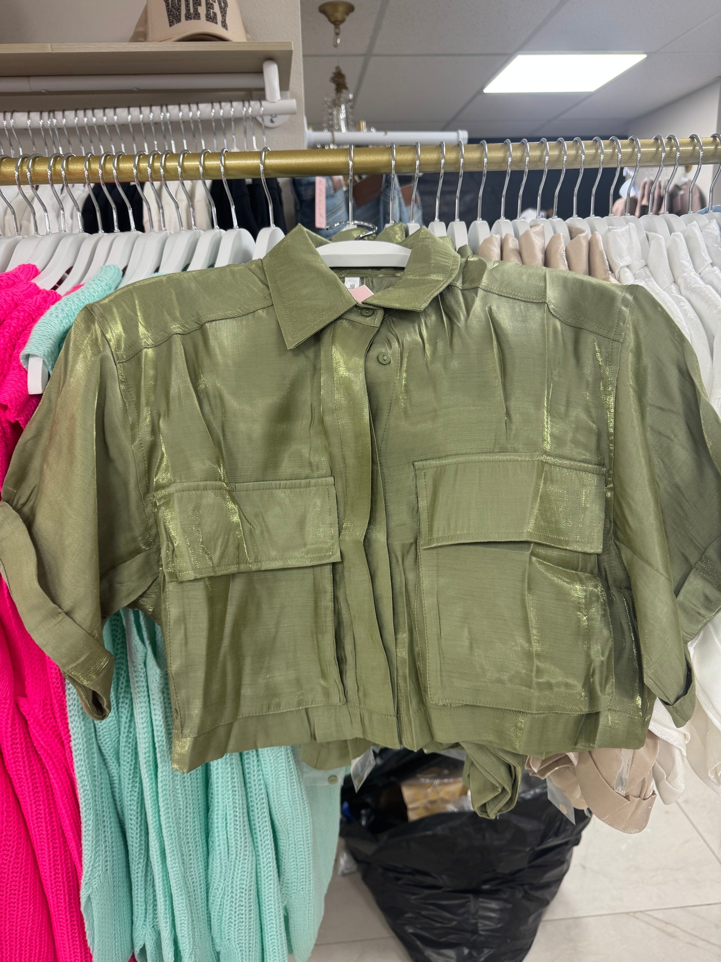 Cropped sheer button up