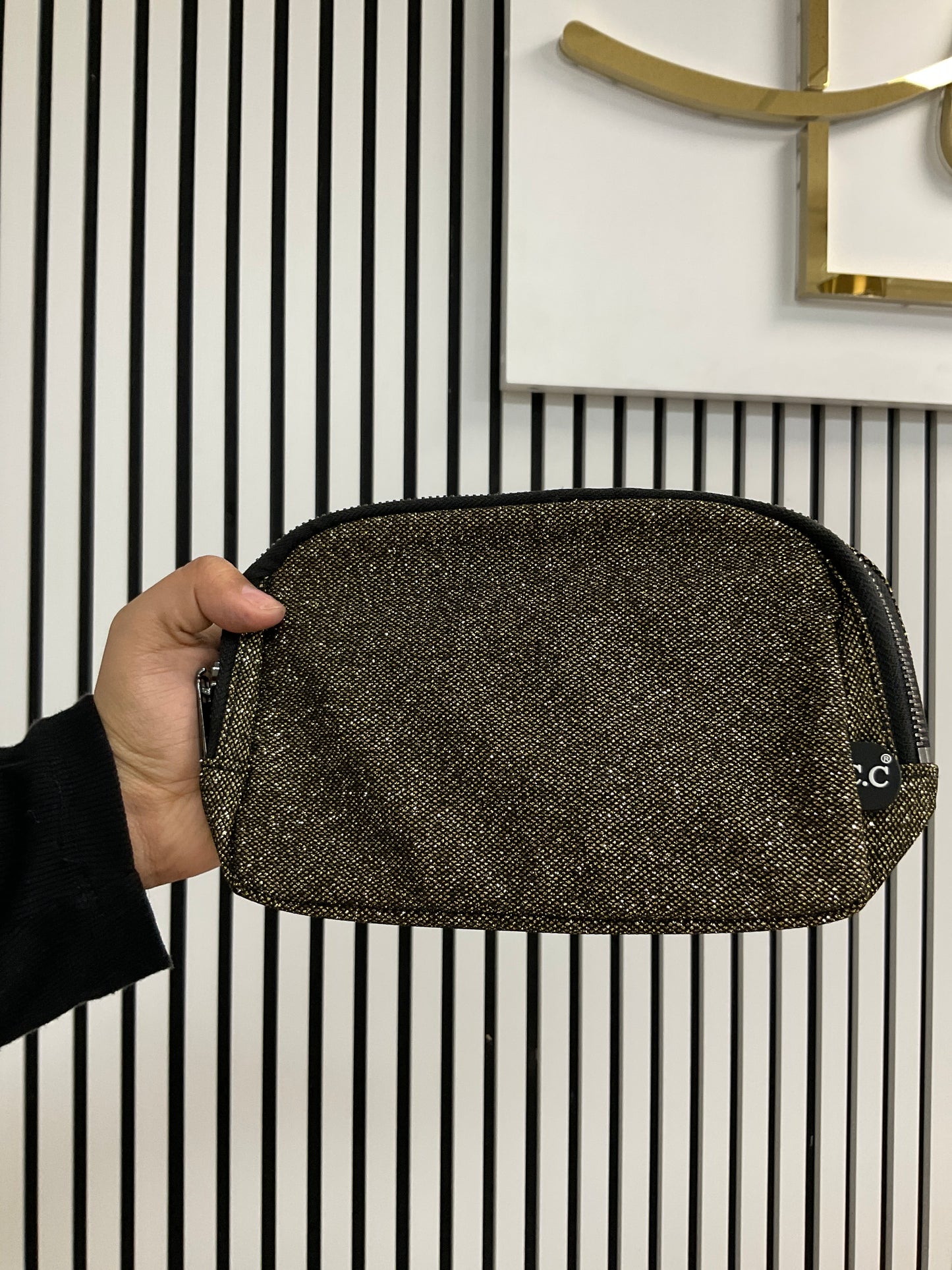 Shimmer black and gold bag