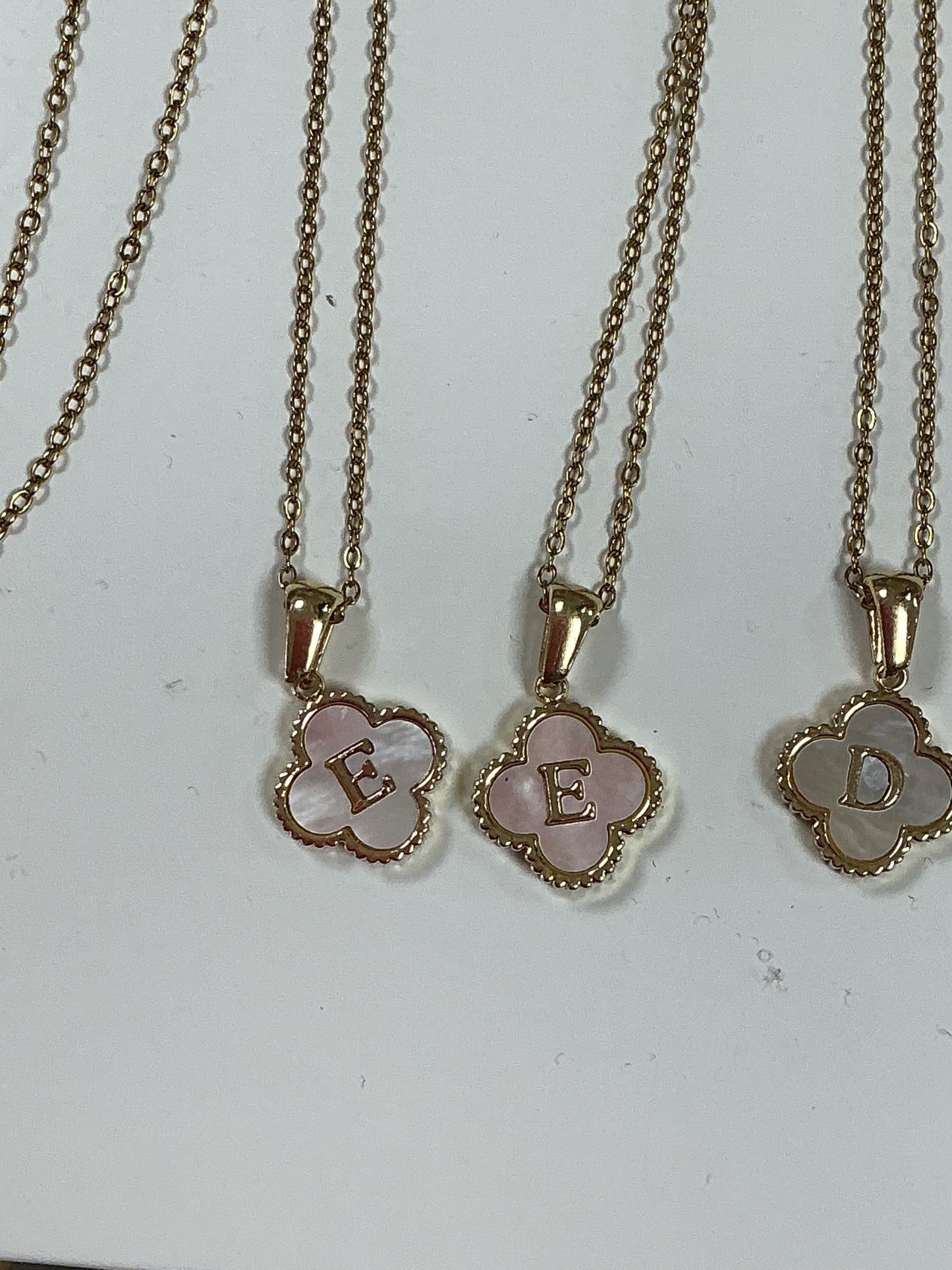 E clover letter necklace