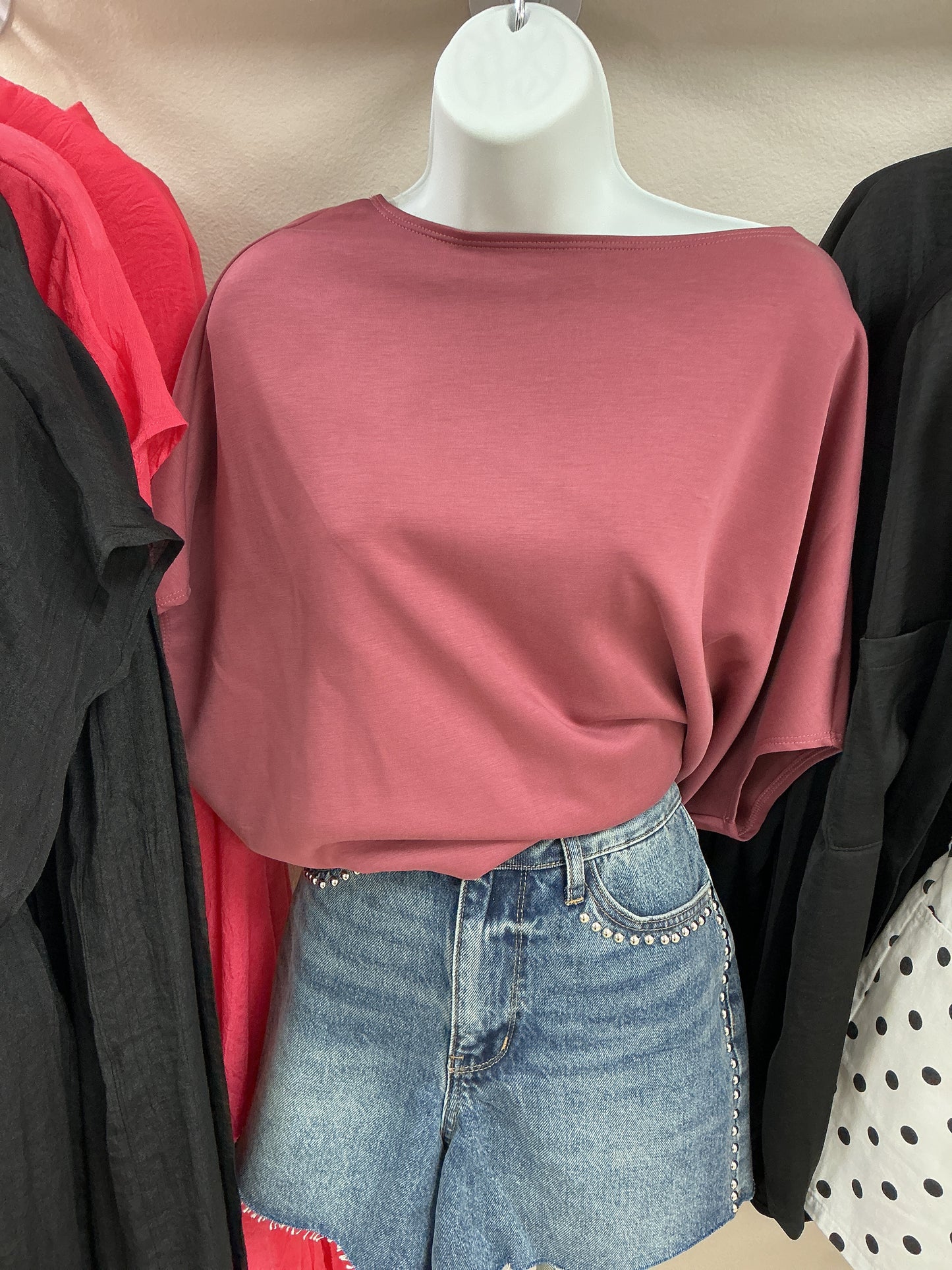 Mauve pink dolman top