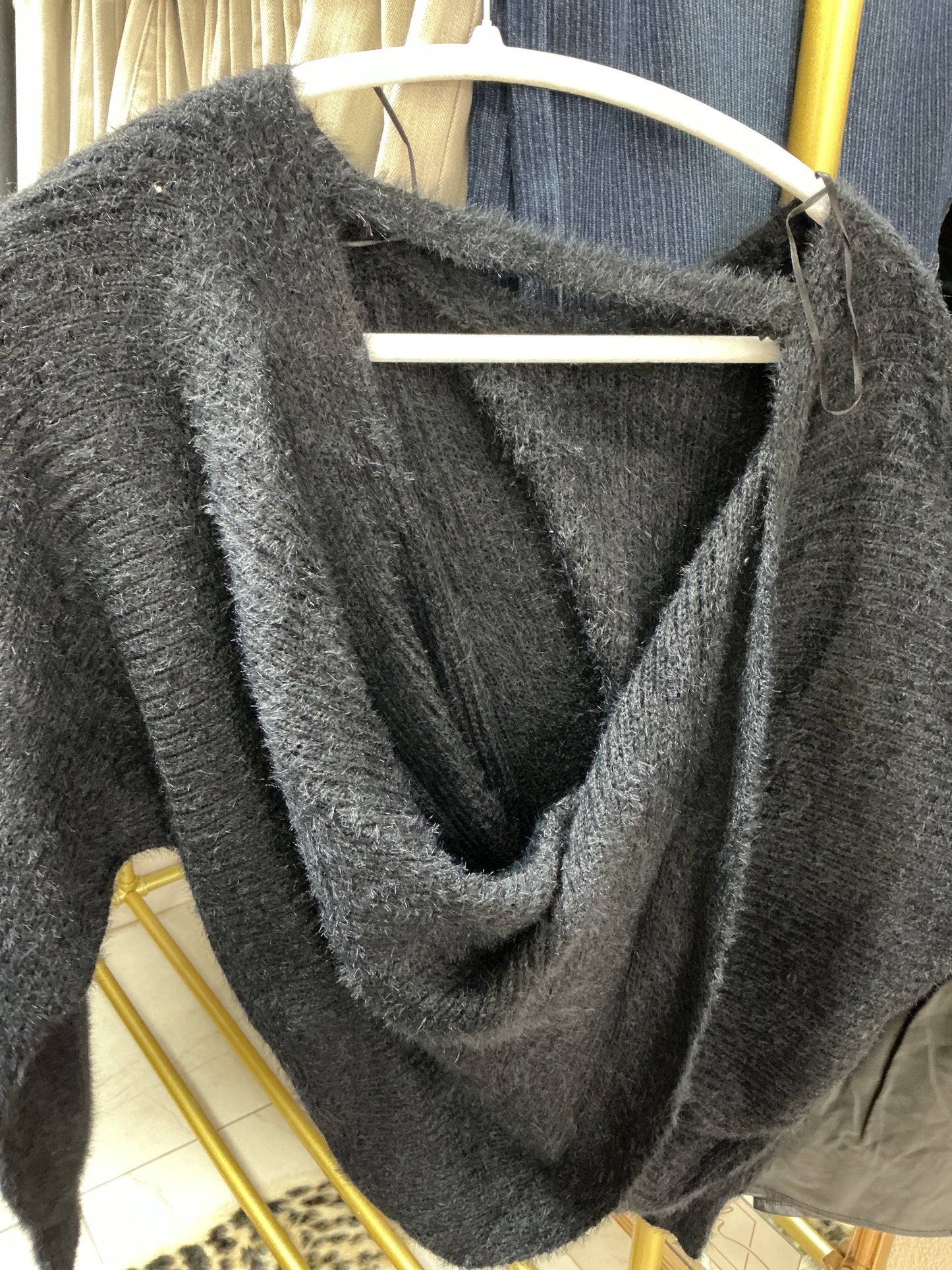 Black open back sweater