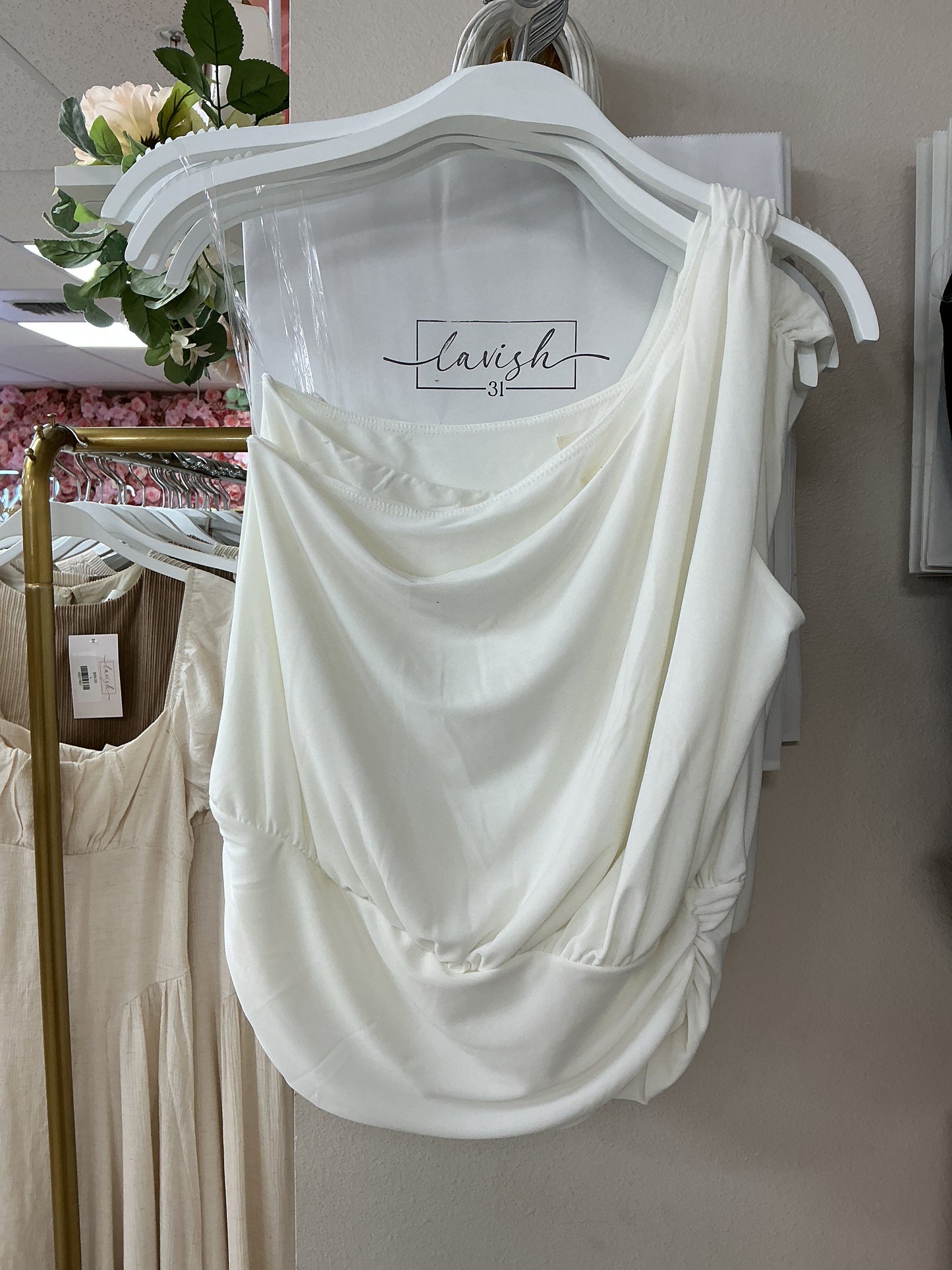 White one shoulder top