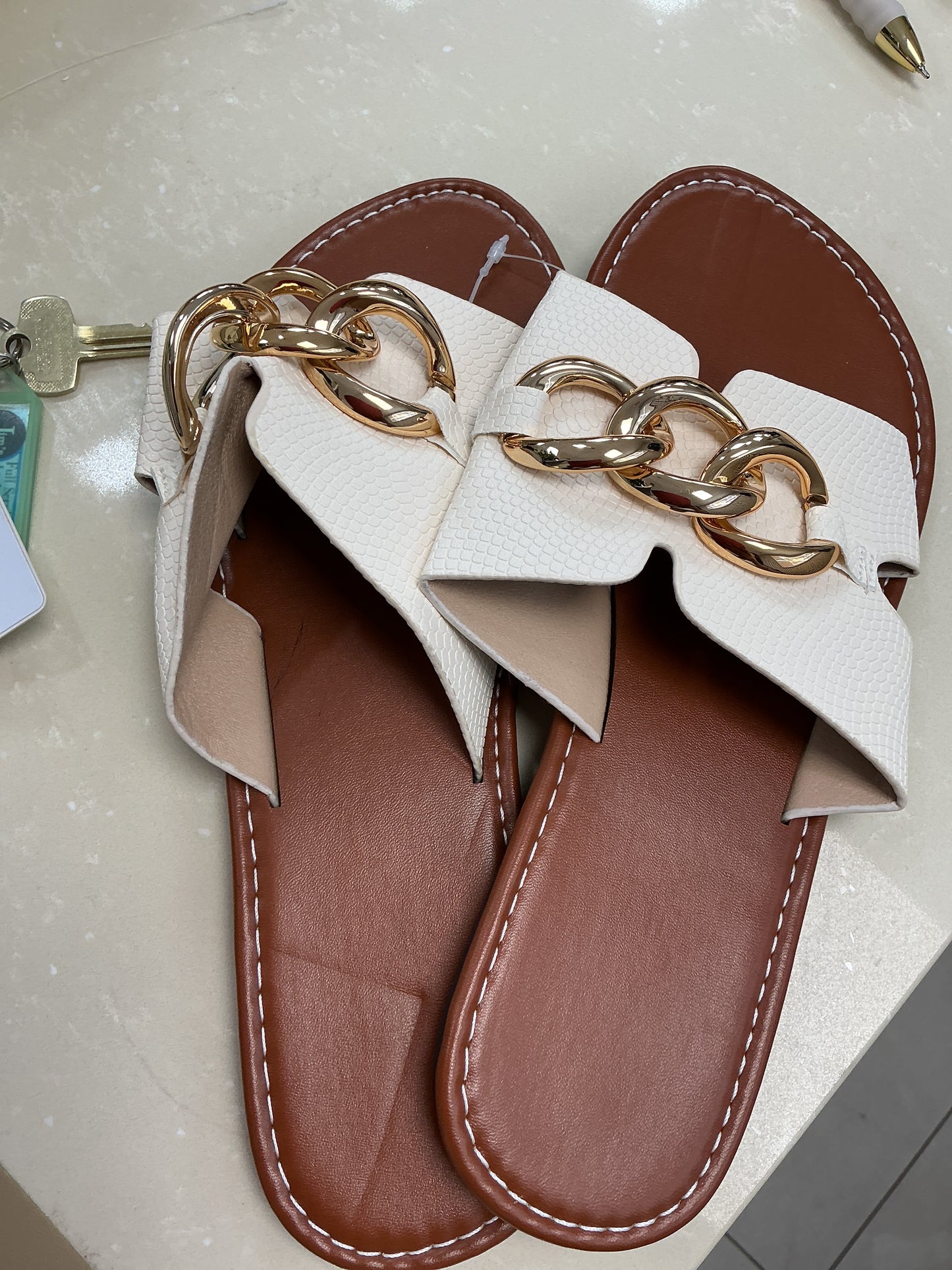 Beige/gold sandals
