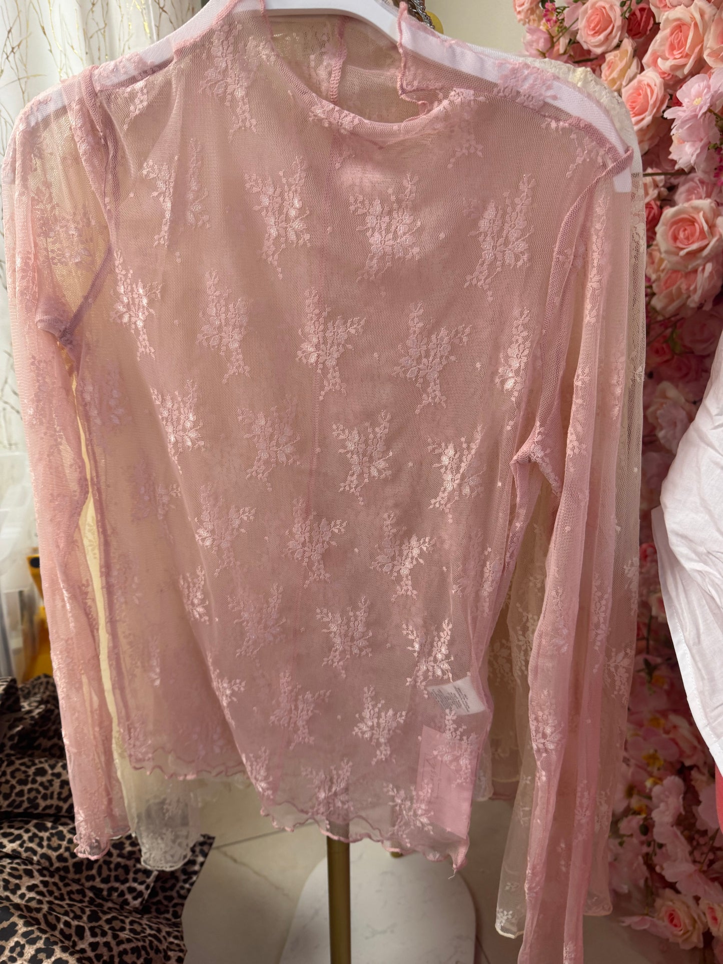 Pink sheer lace