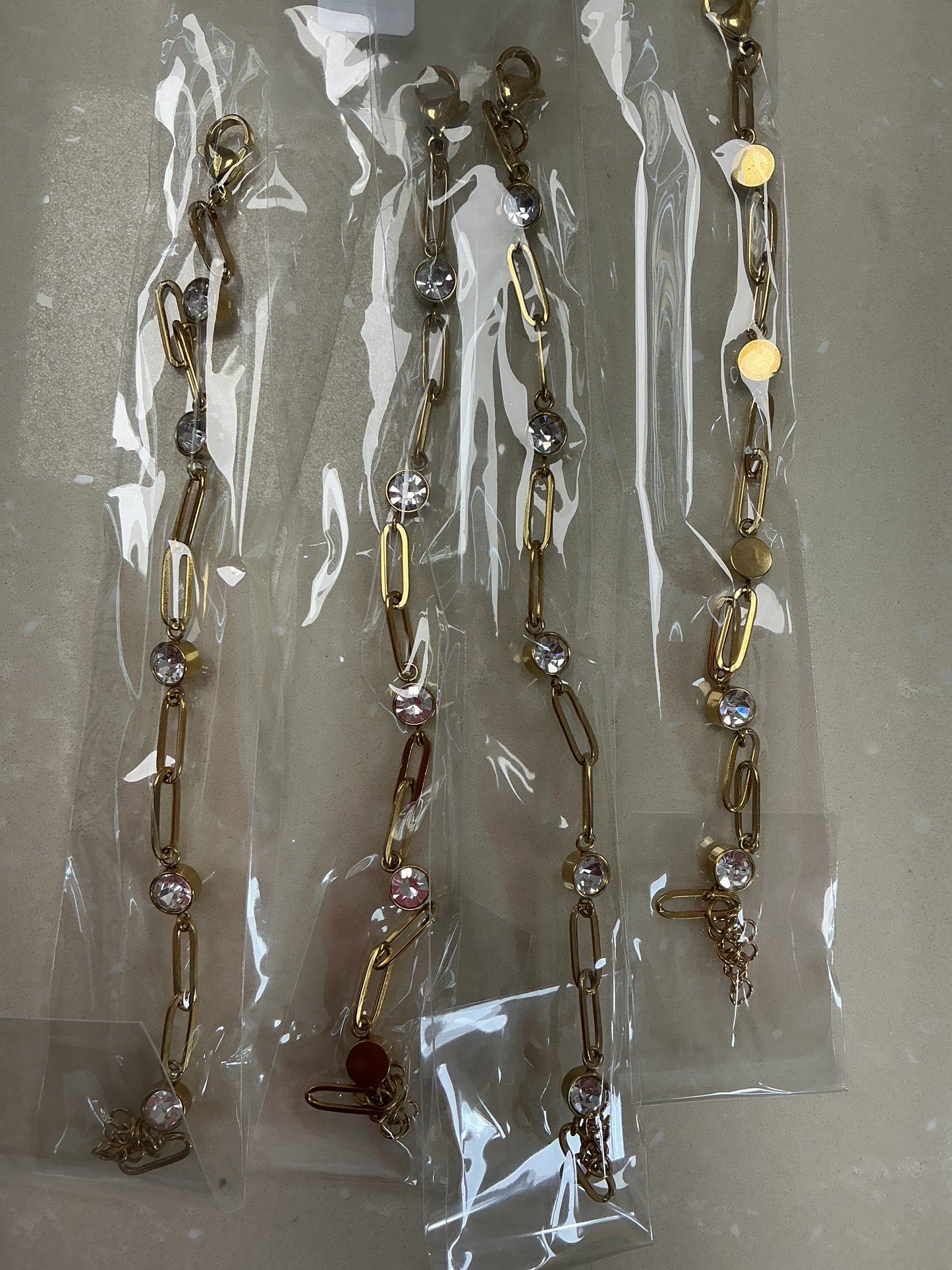 Gold and diamond paperclip bracelet