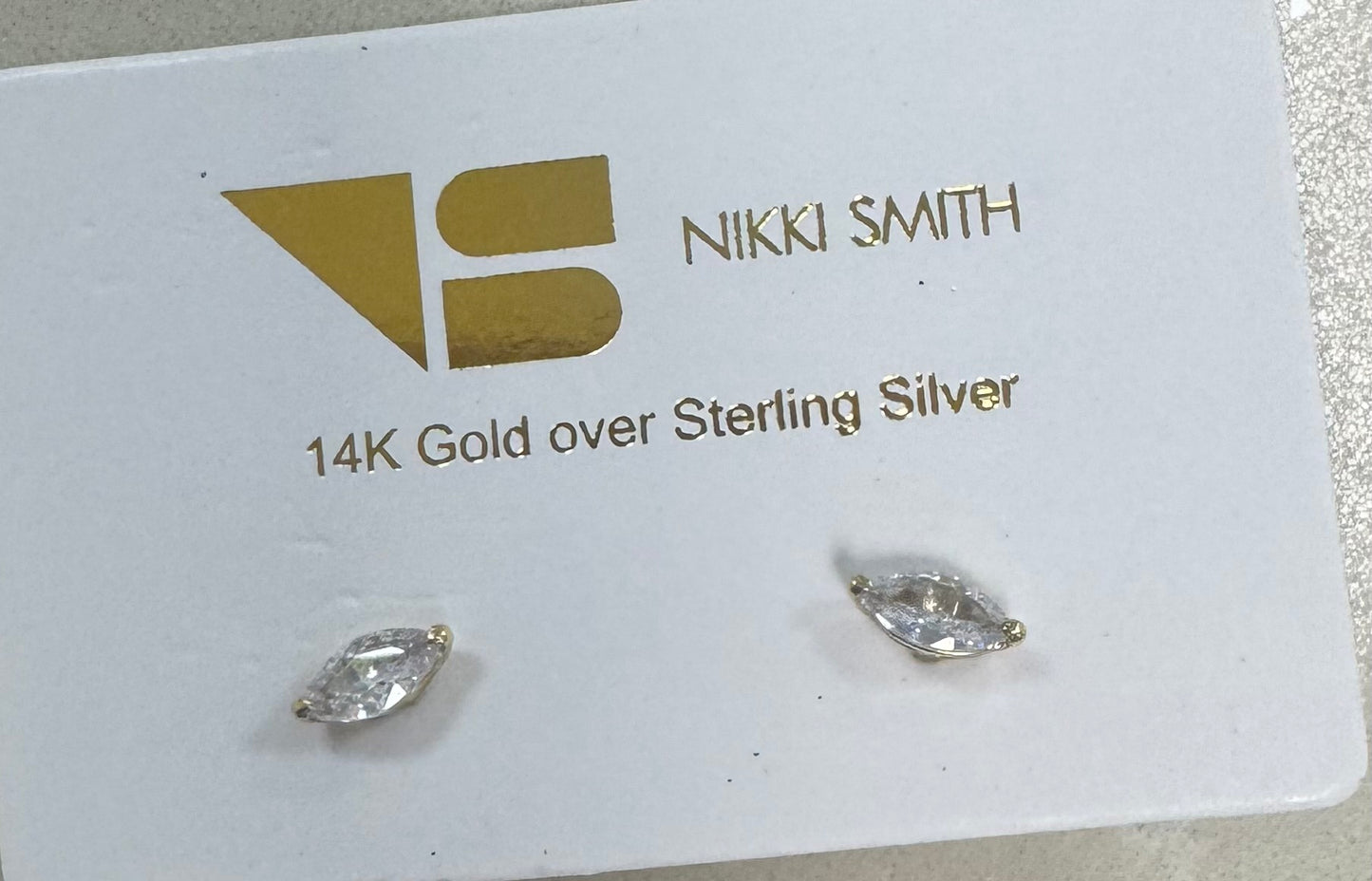 Emily earrings studs Marquise cut Gold