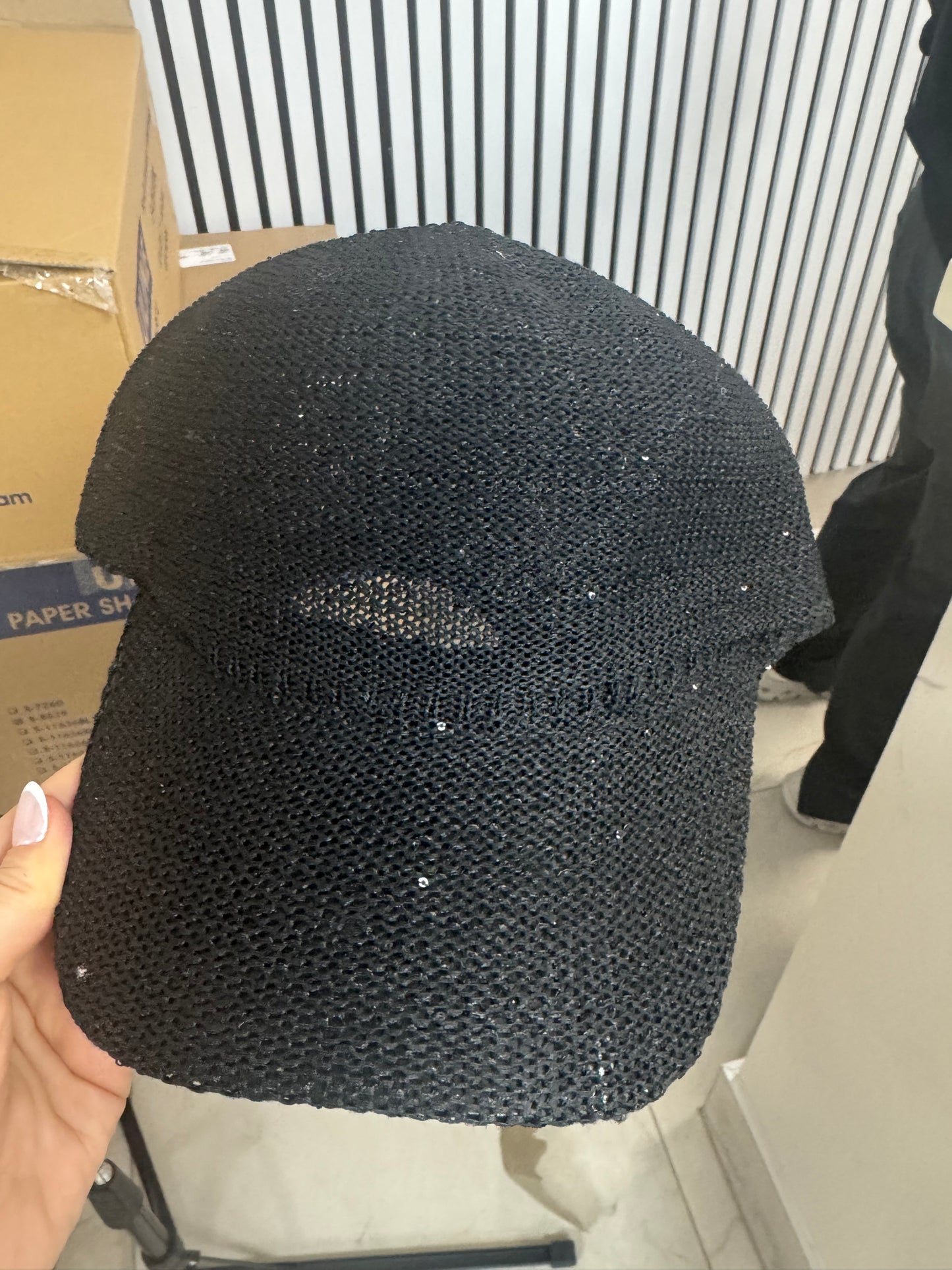 Black glitter baseball hat
