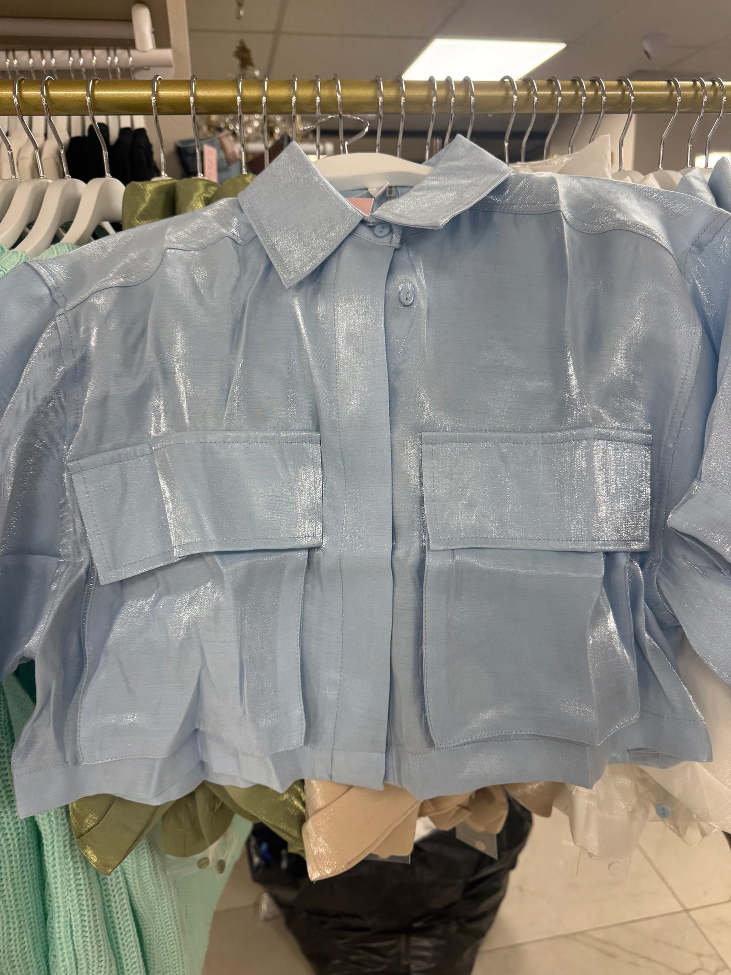 Cropped sheer button up